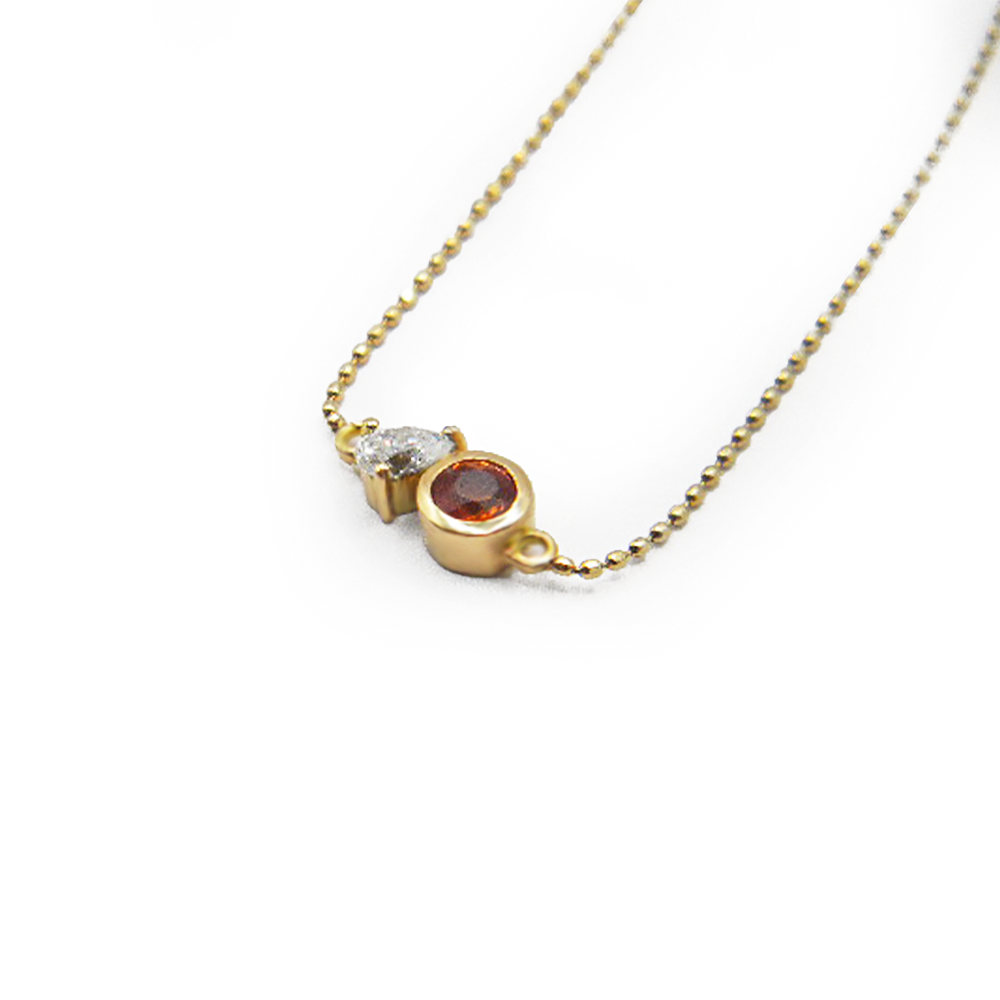 Round Orange Sapphire & Pear Diamond Bracelet