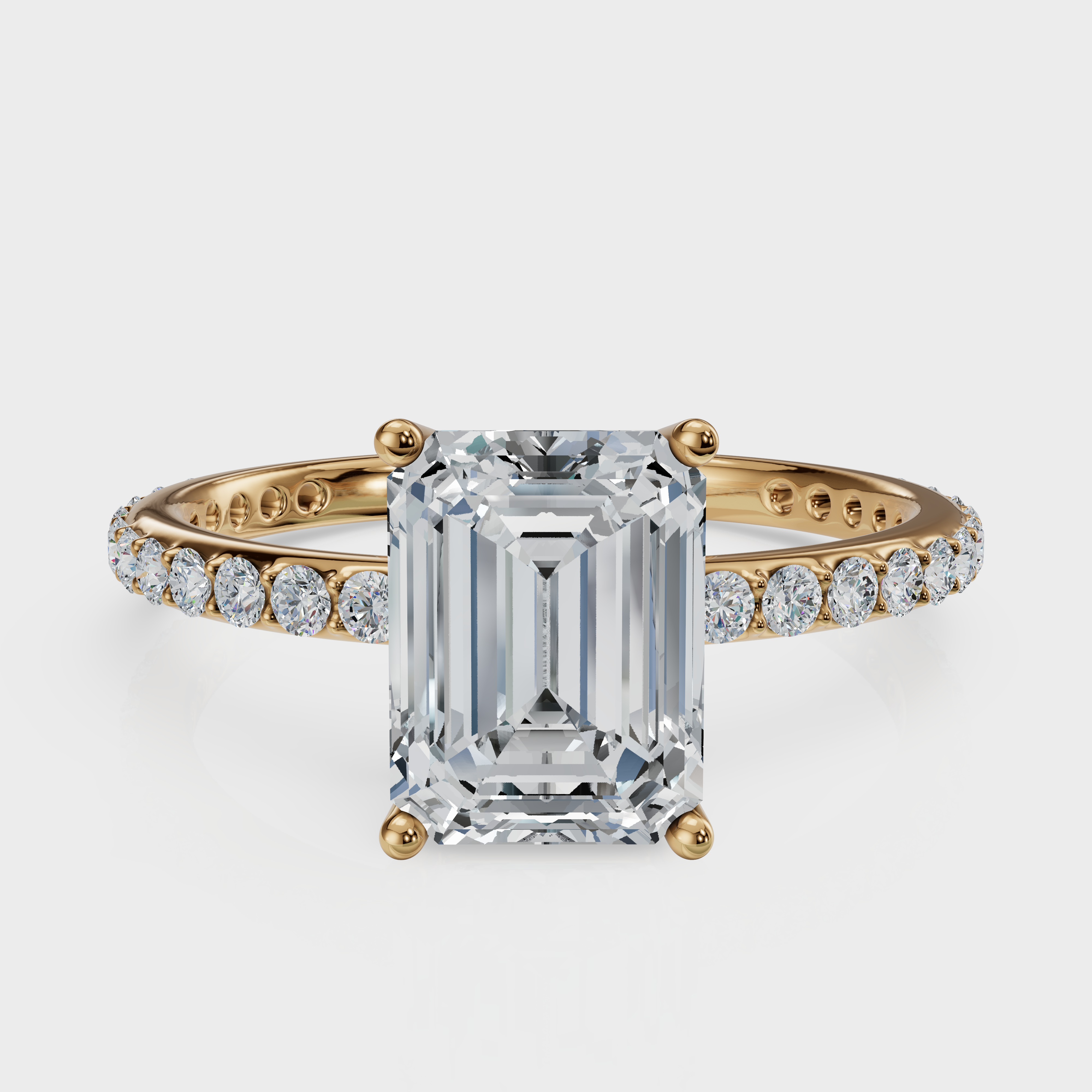 Emerald Cut with Pavé Band Ring – Diamonds