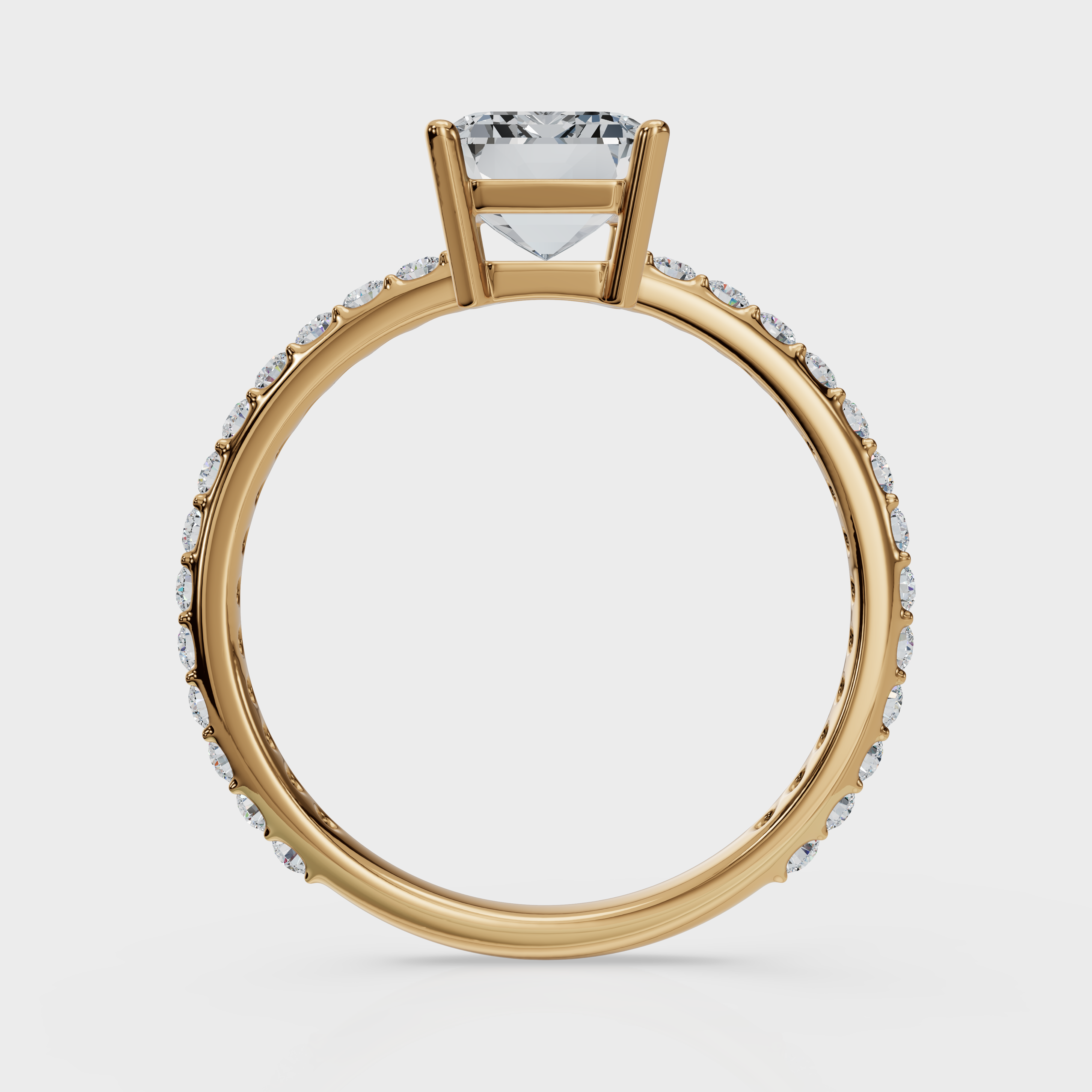 Emerald Cut with Pavé Band Ring – Diamonds