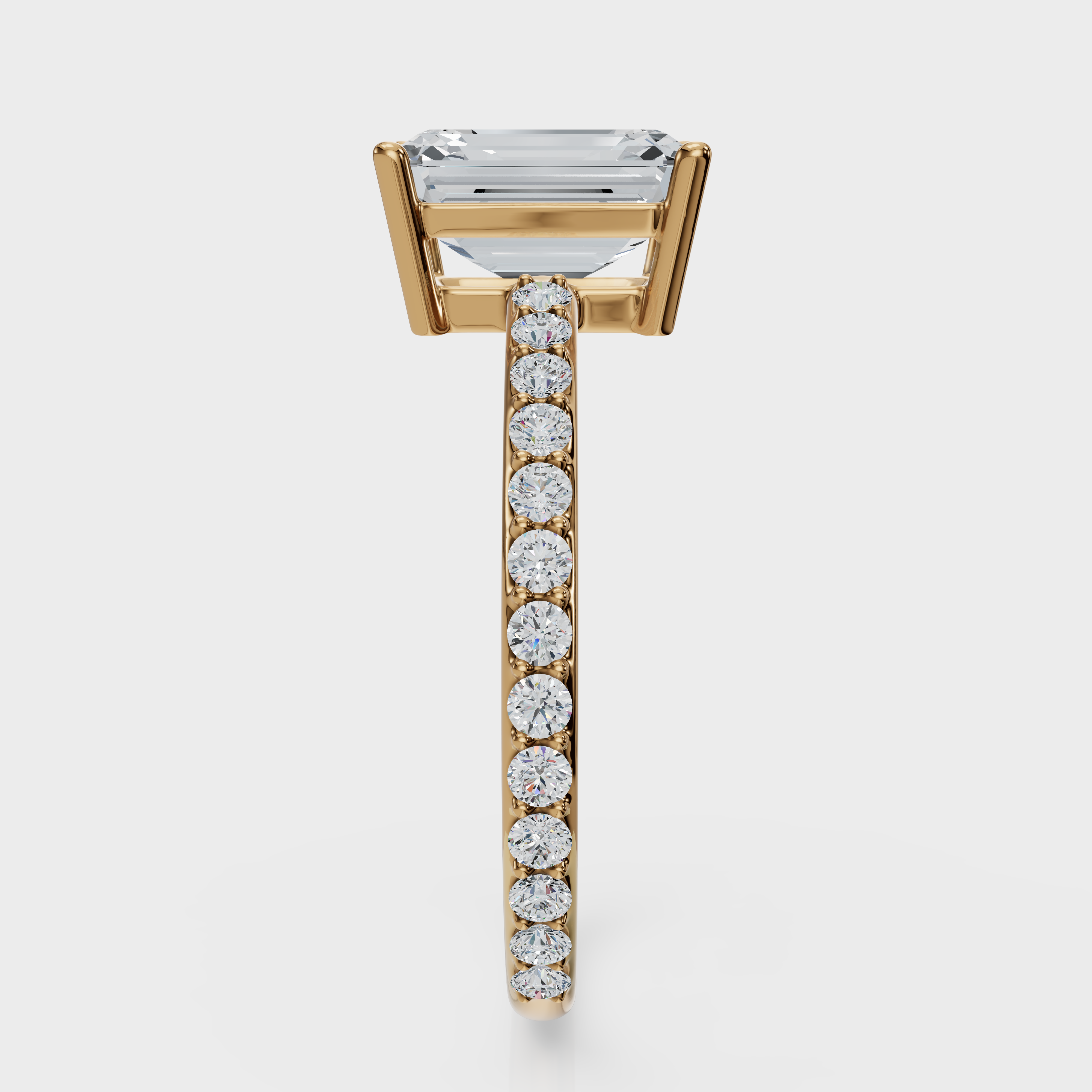 Emerald Cut with Pavé Band Ring – Diamonds