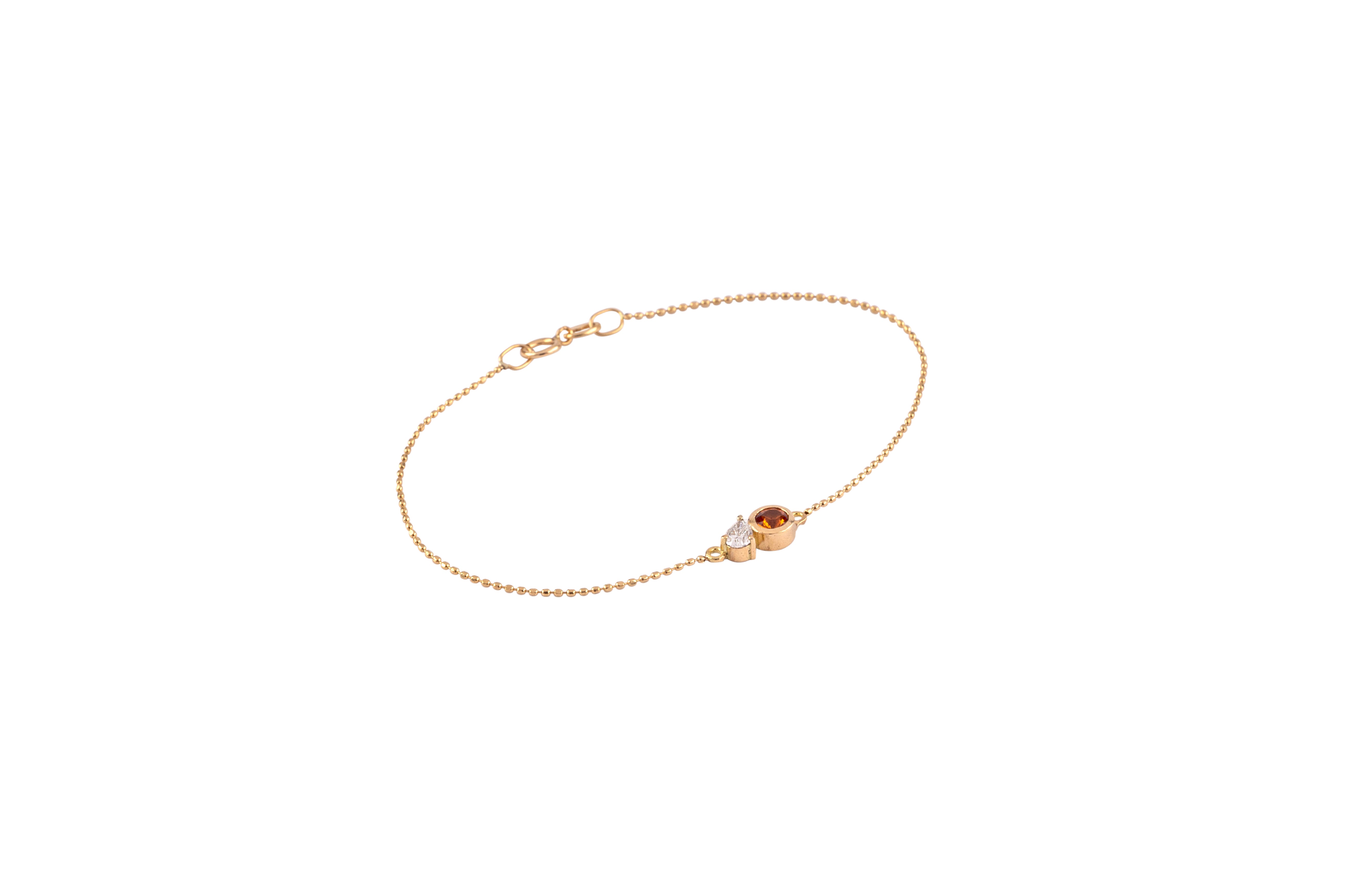 Round & Pear Bracelet – Orange Sapphire & Diamond