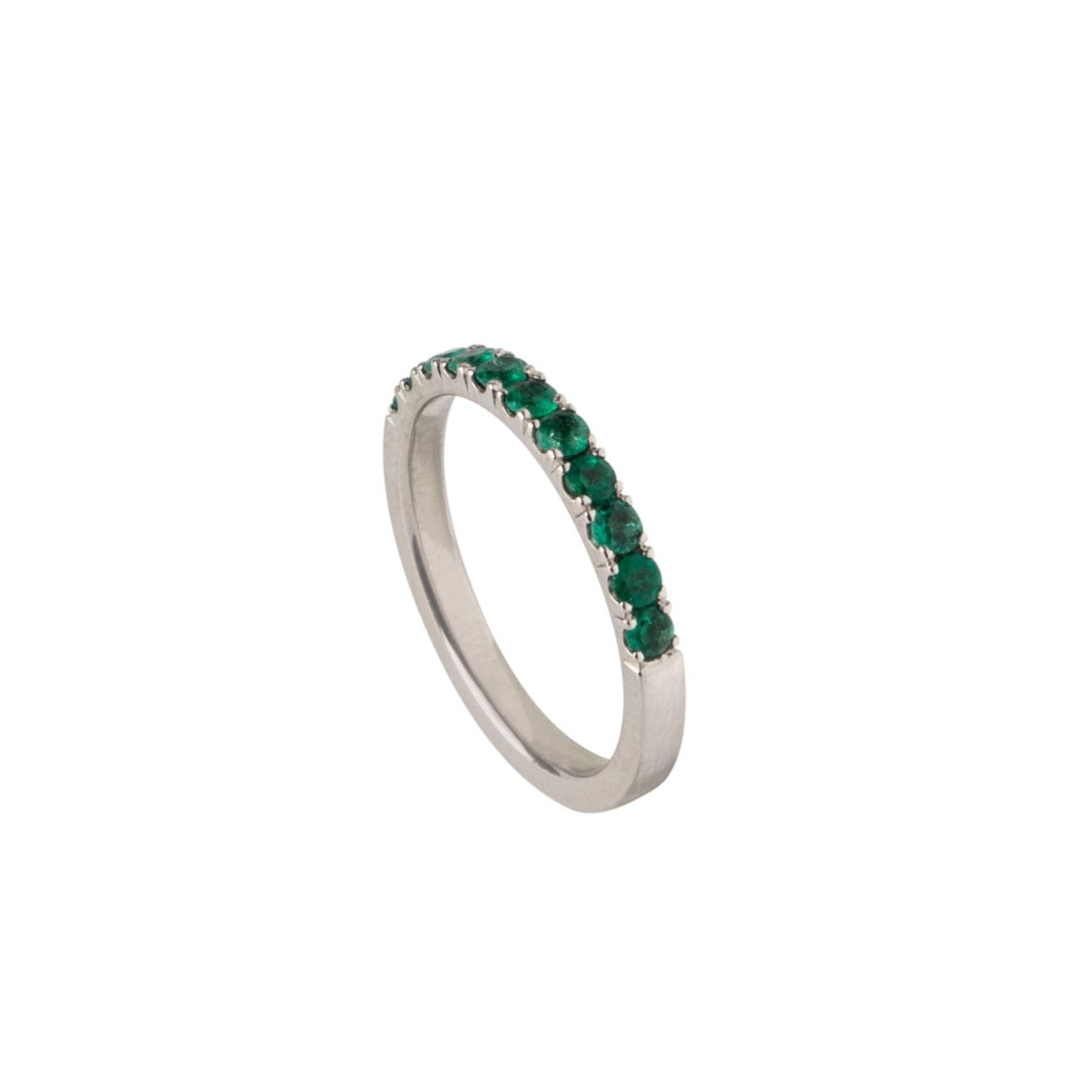 Emerald Band Ring In White Gold