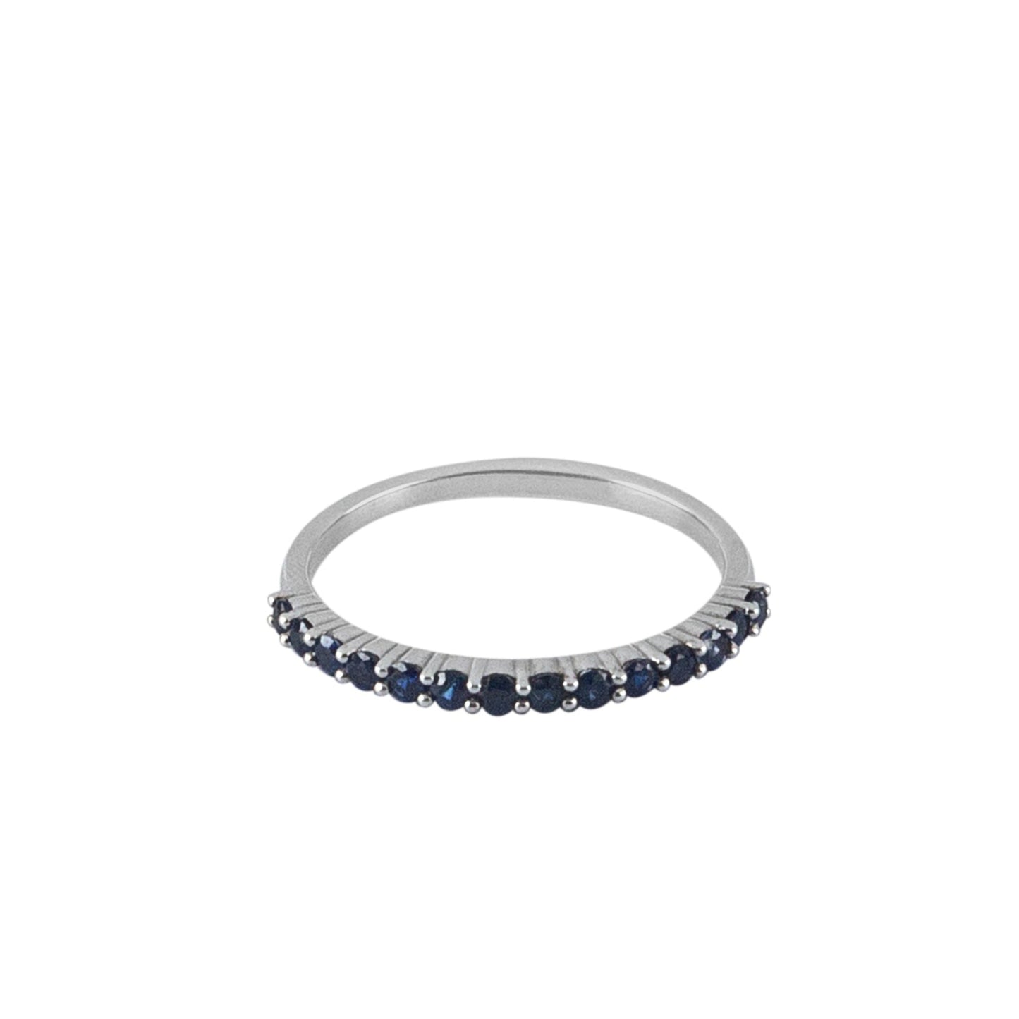 Blue Sapphire White Gold Band