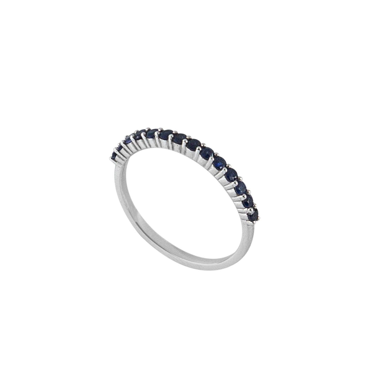 Blue Sapphire White Gold Band