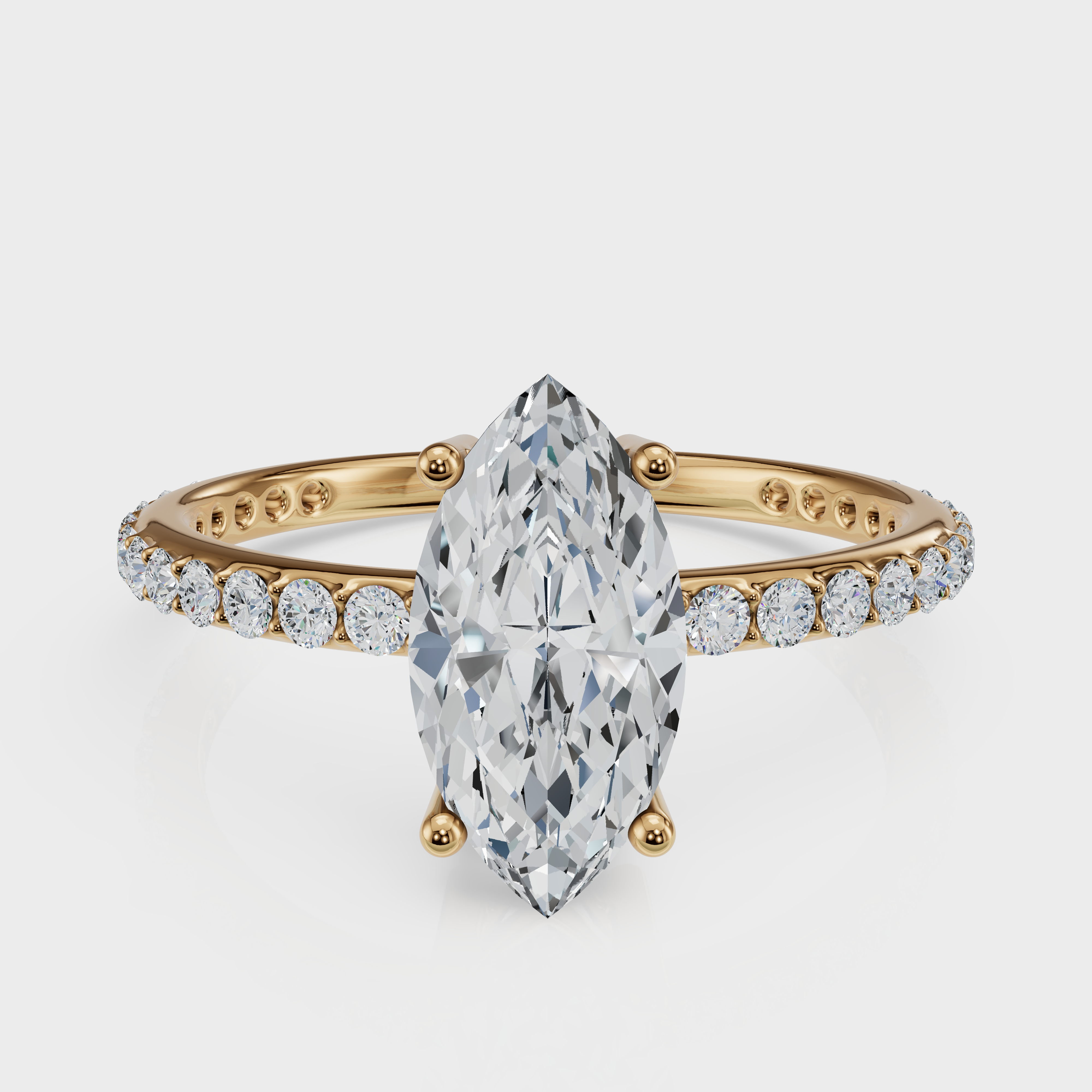 Marquise Cut with Pavé Band Ring – Diamonds