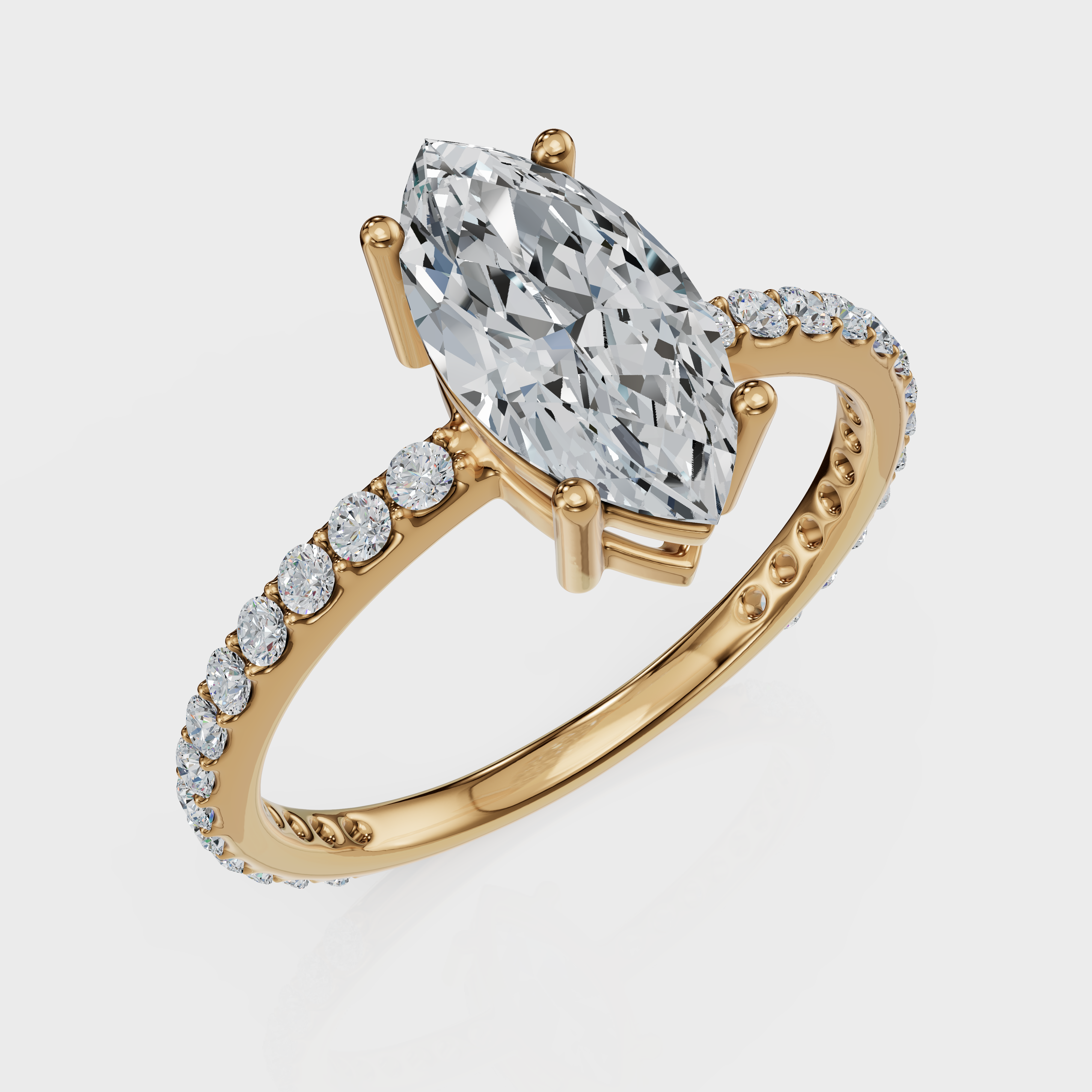 Marquise Cut with Pavé Band Ring – Diamonds