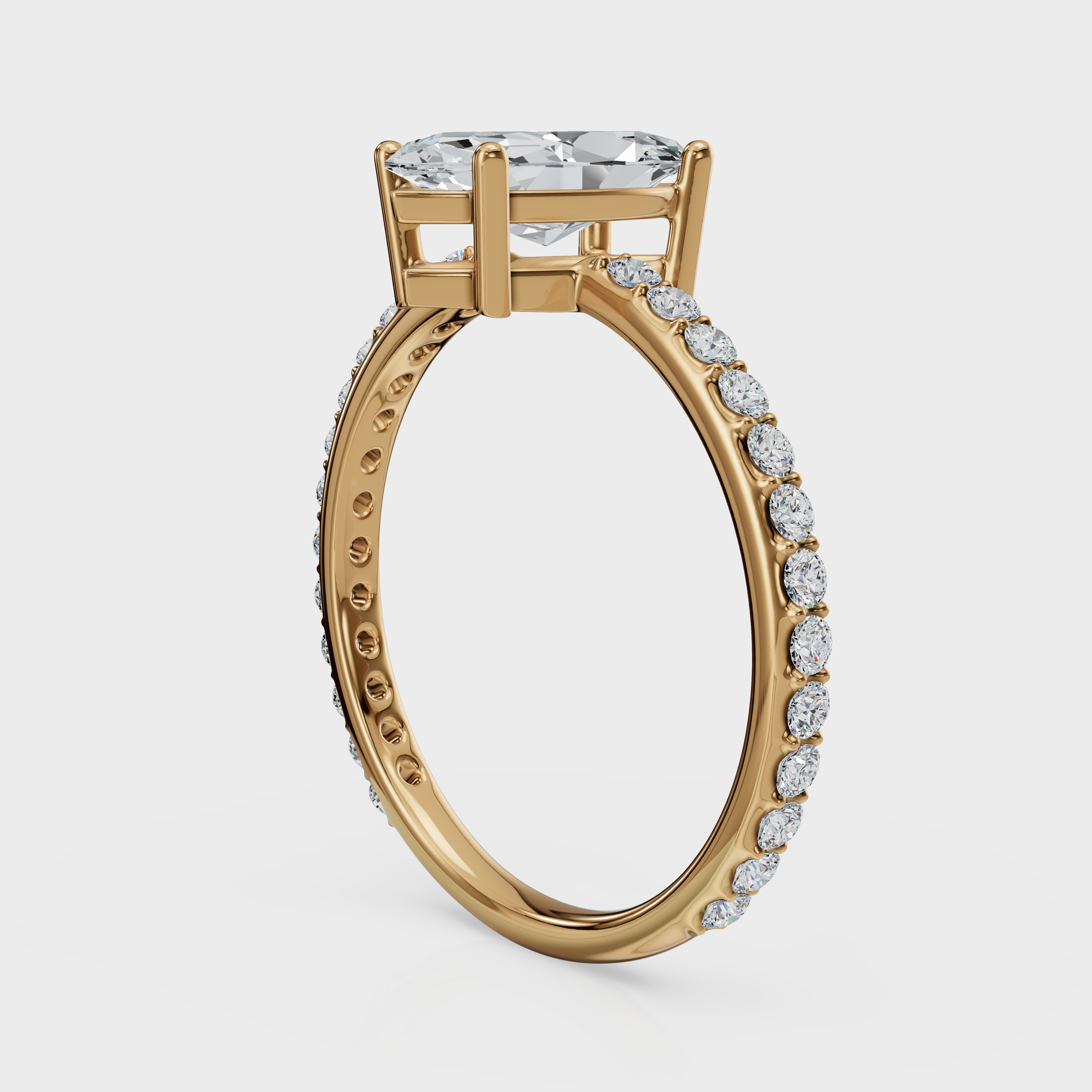 Marquise Cut with Pavé Band Ring – Diamonds