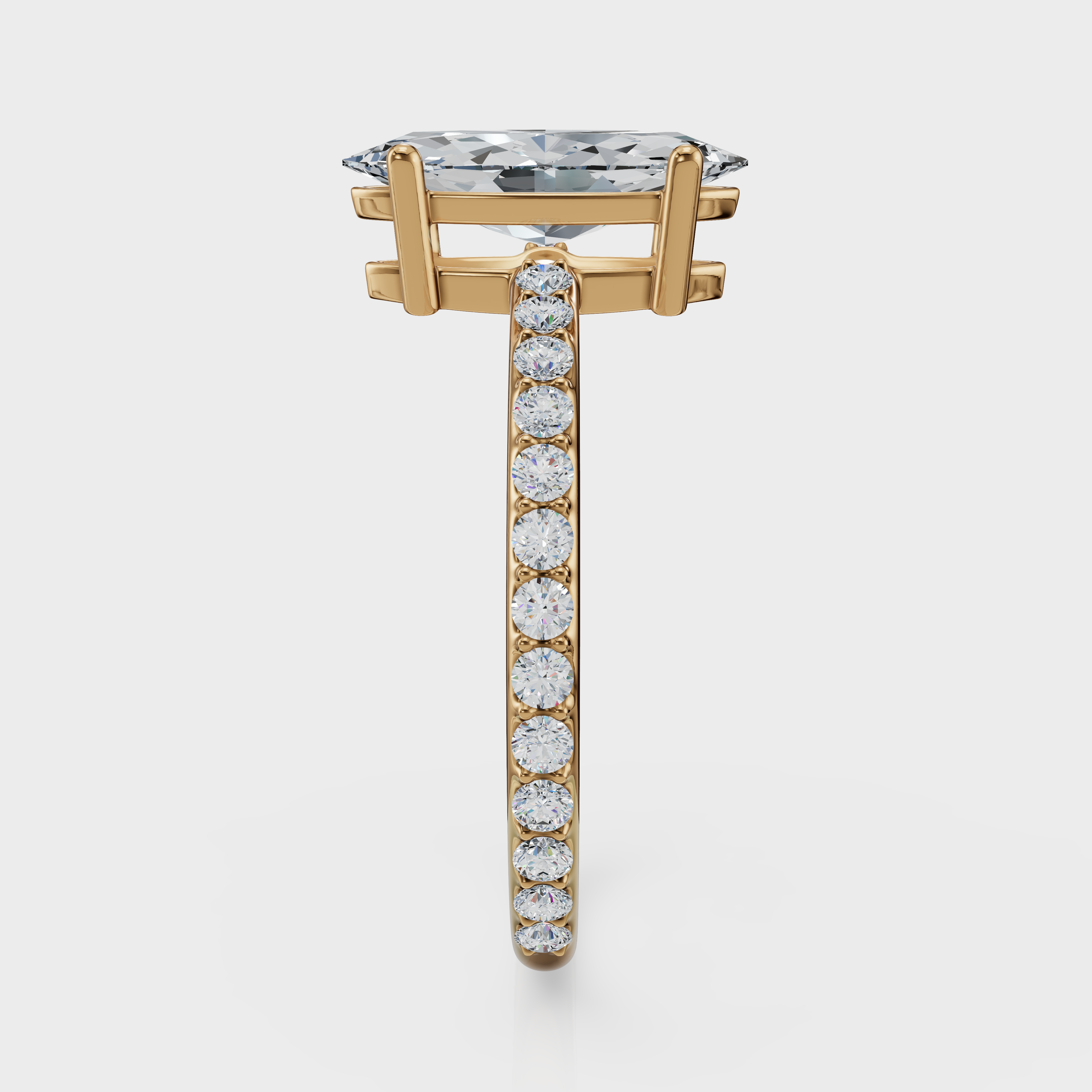 Marquise Cut with Pavé Band Ring – Diamonds