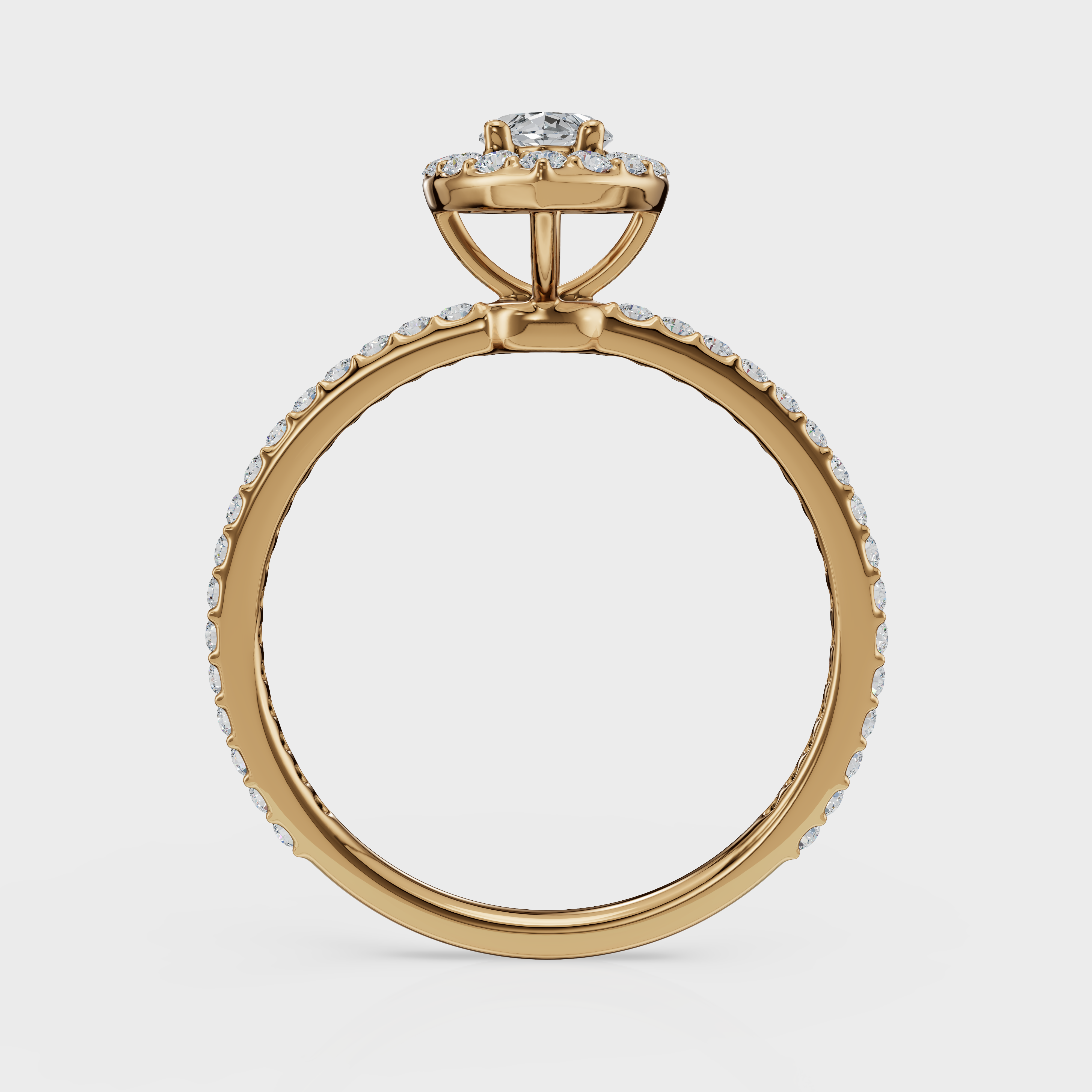 Marquise Cut Halo with Pavé Band Ring – Diamonds