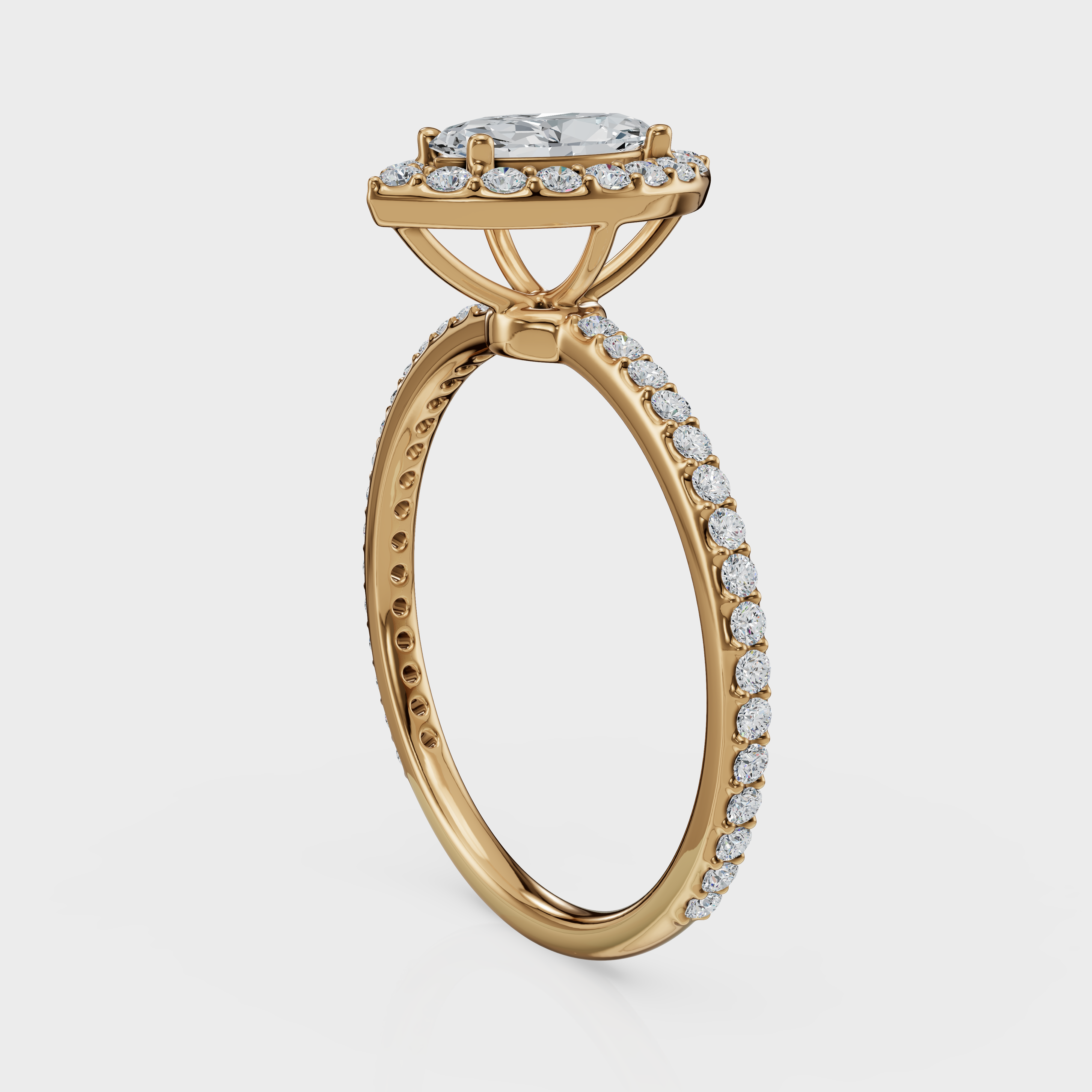 Marquise Cut Halo with Pavé Band Ring – Diamonds