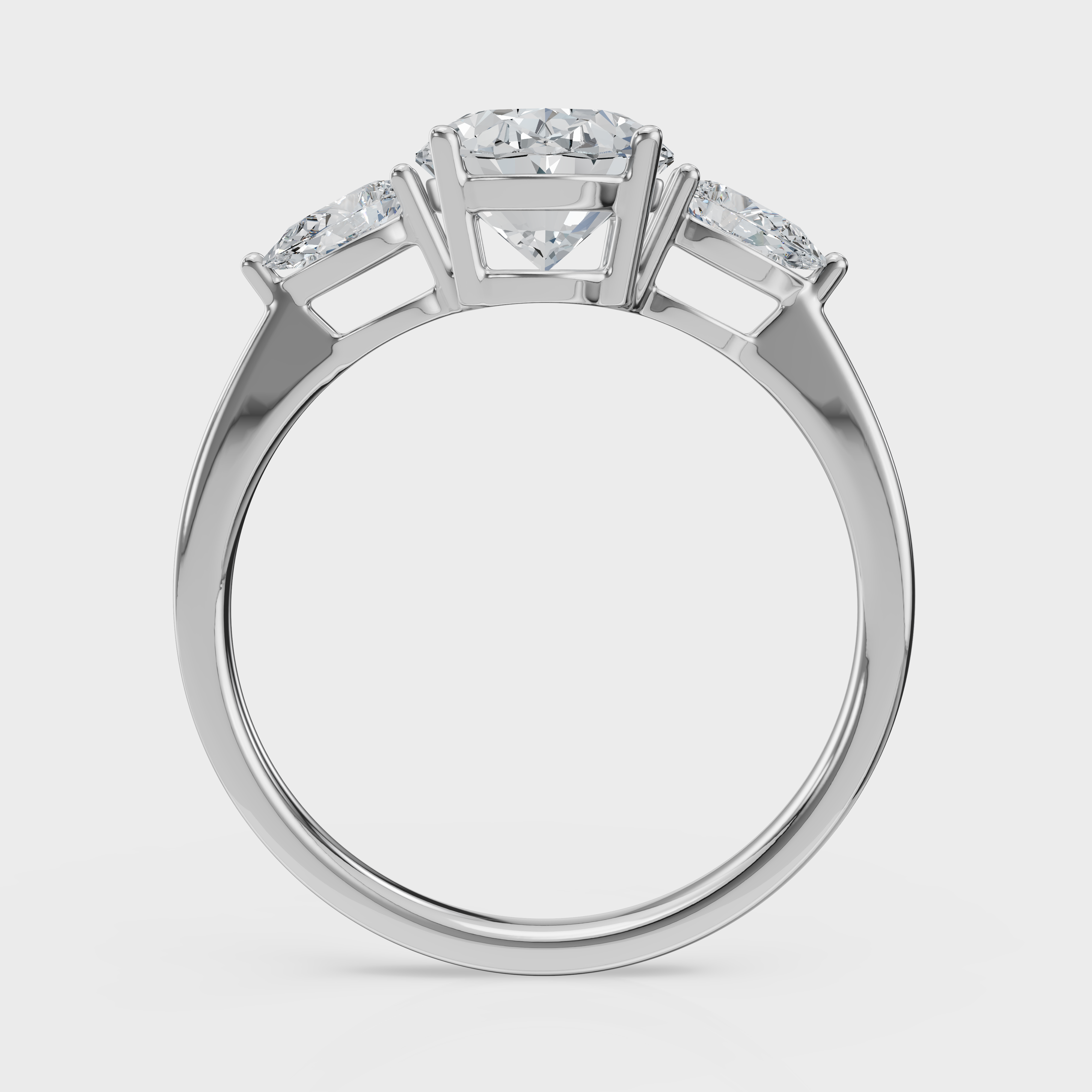 Oval Cut with Pear Side Stones Ring – Diamonds