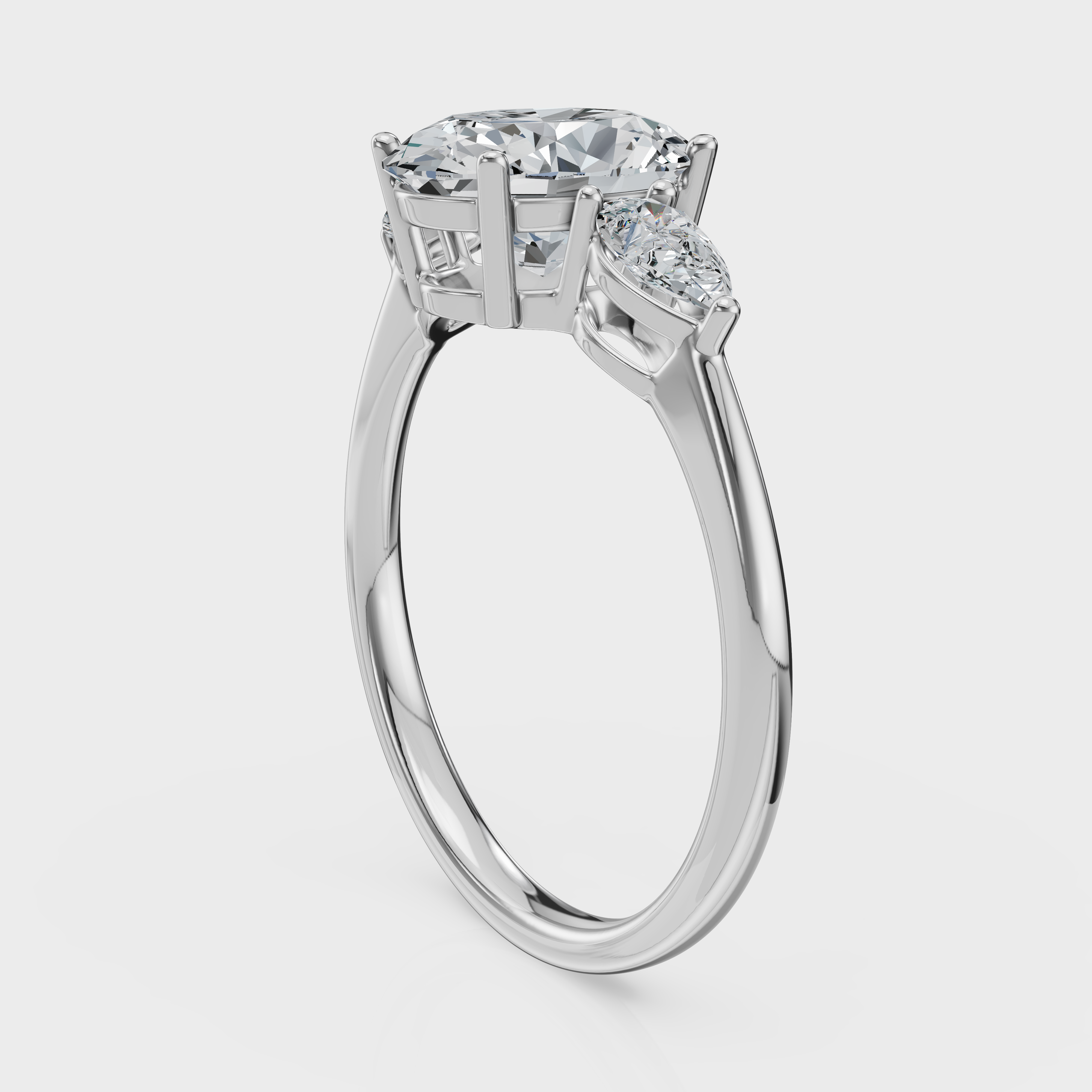 Oval Cut with Pear Side Stones Ring – Diamonds