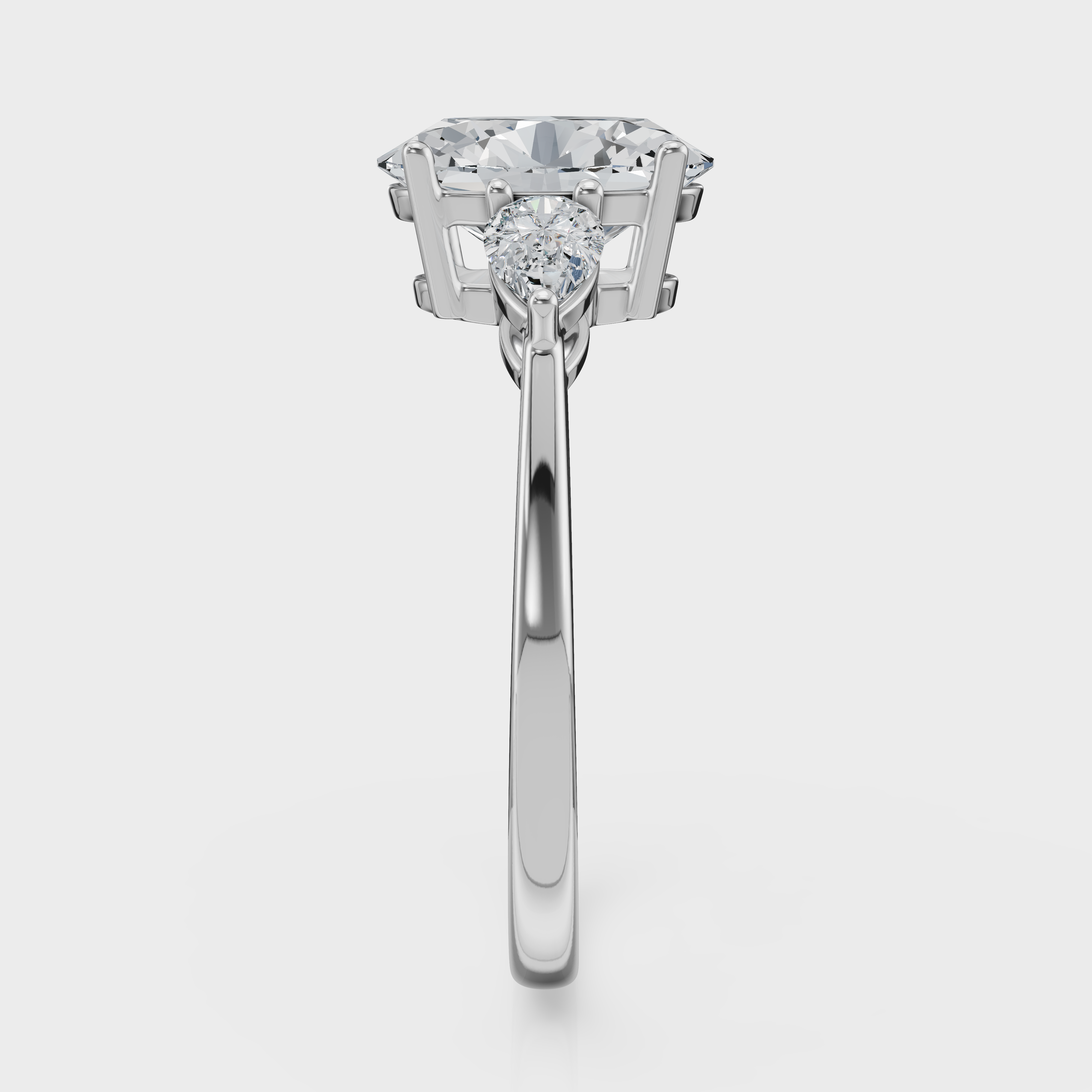 Oval Cut with Pear Side Stones Ring – Diamonds
