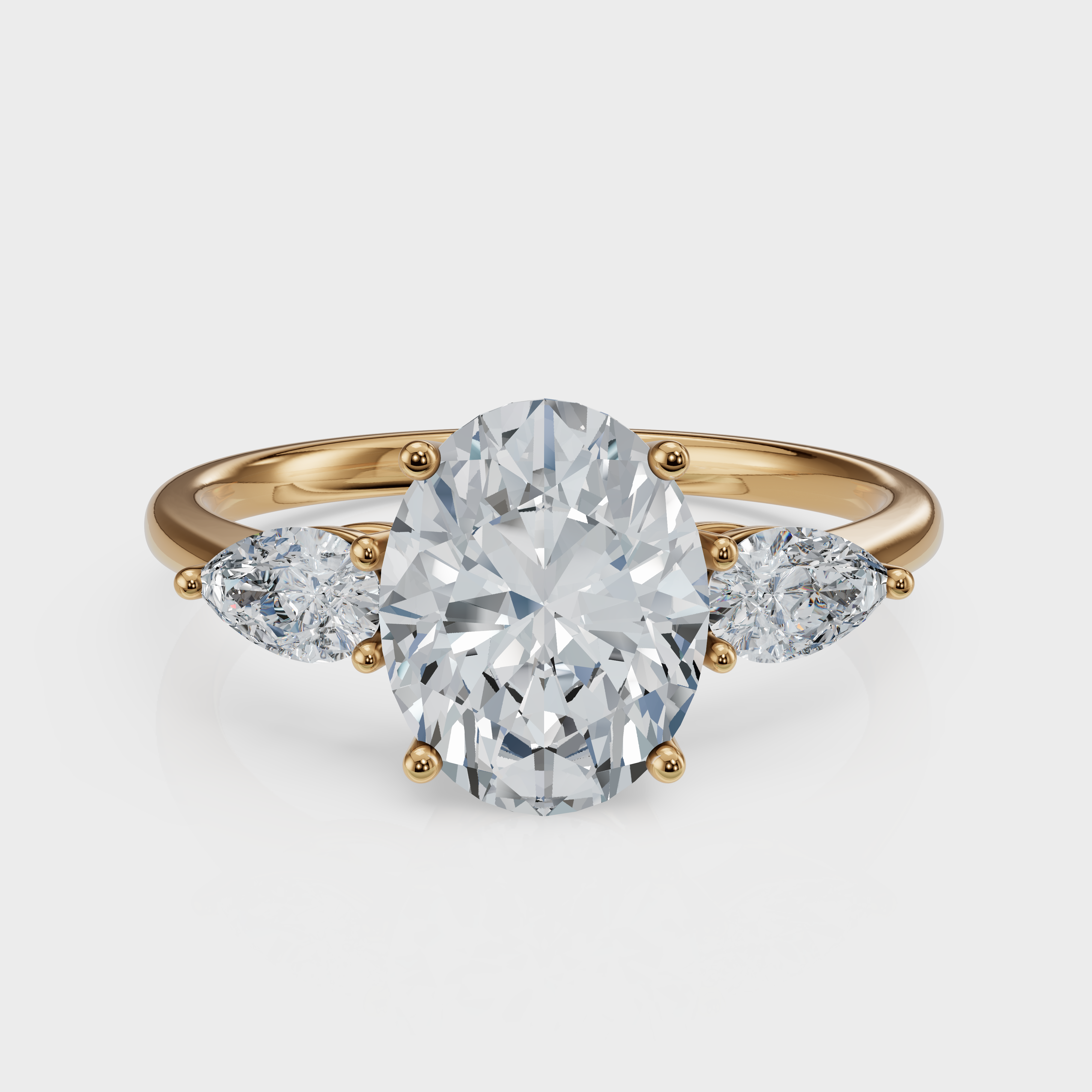 Oval Cut with Pear Side Stones Ring – Diamonds