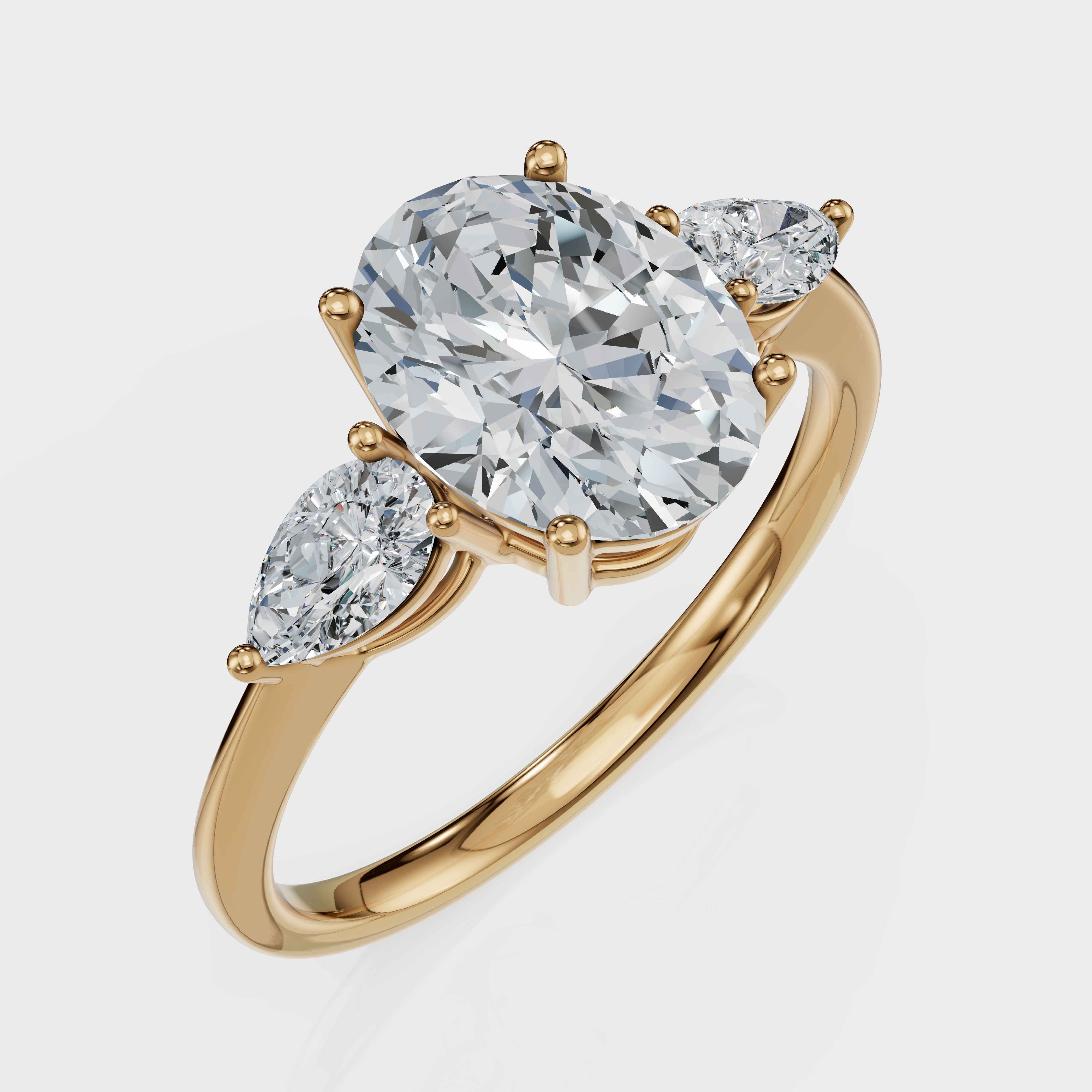 Oval Cut with Pear Side Stones Ring – Diamonds