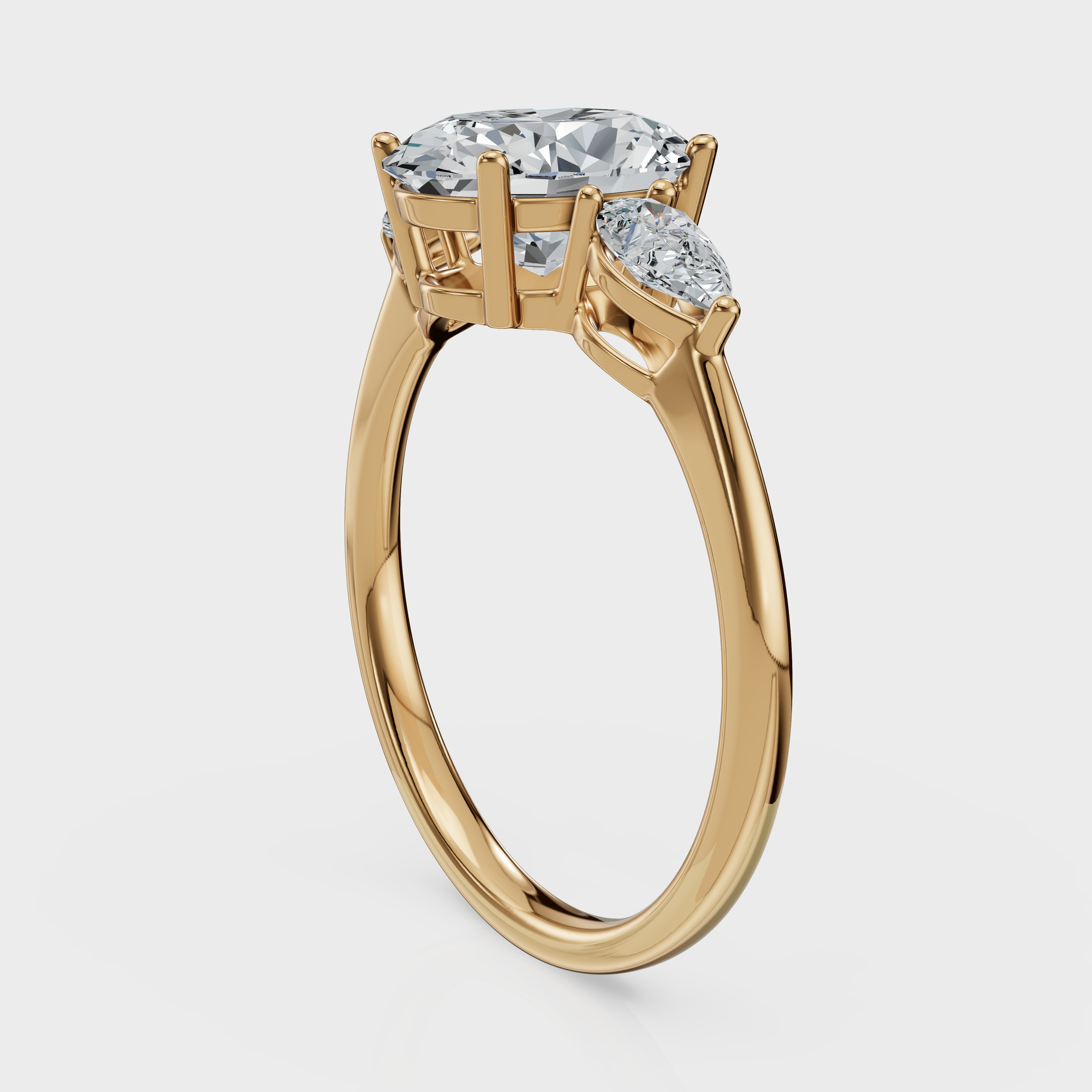 Oval Cut with Pear Side Stones Ring – Diamonds