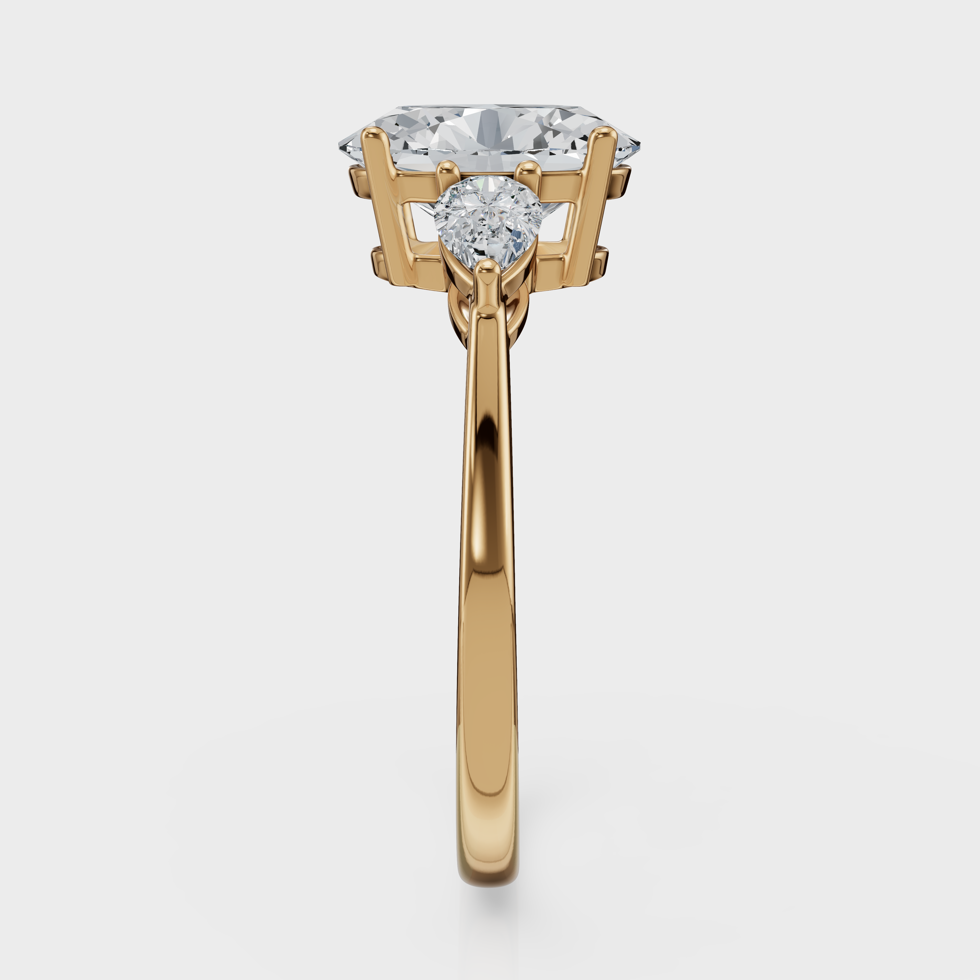 Oval Cut with Pear Side Stones Ring – Diamonds