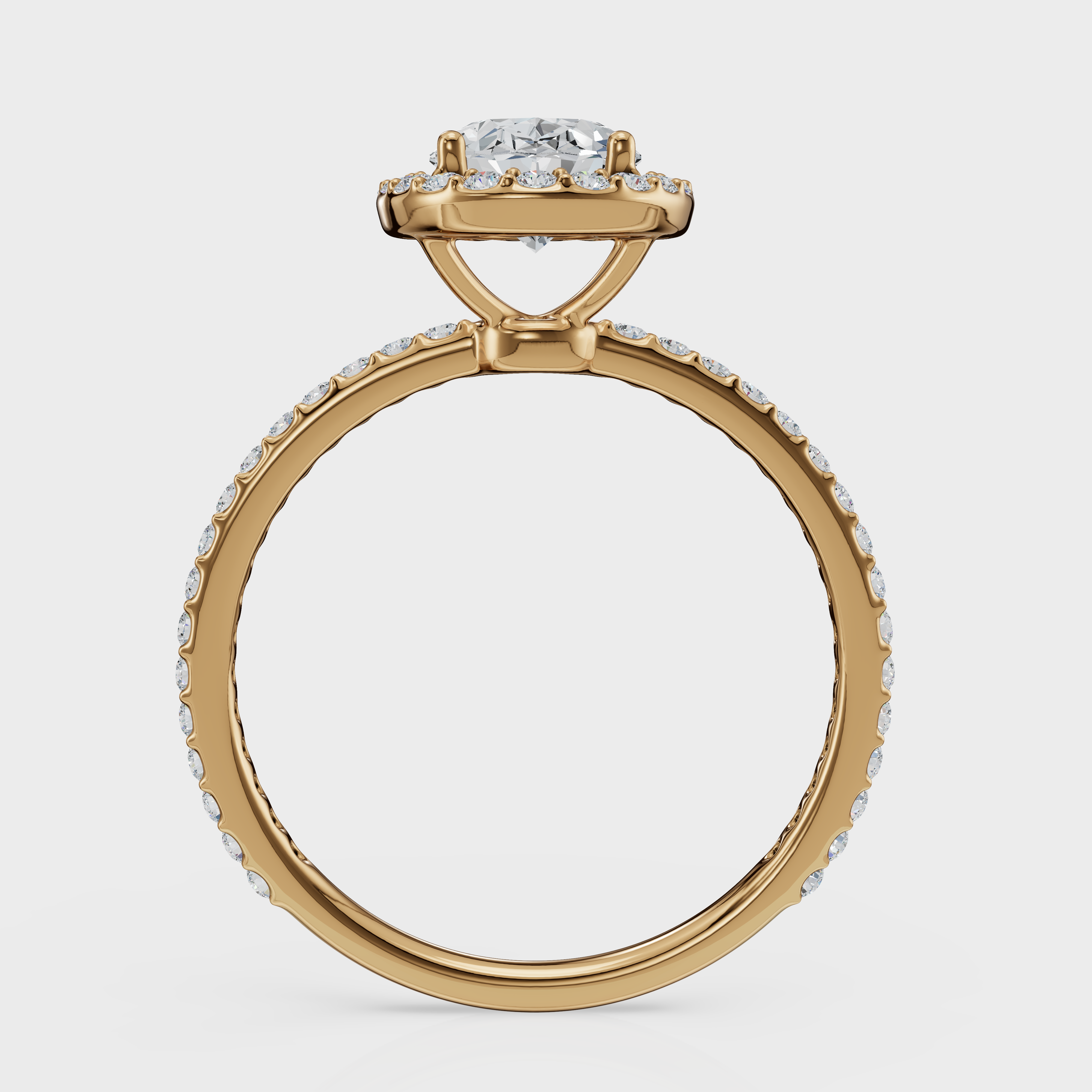Oval Cut Halo with Pavé Band Ring – Diamonds