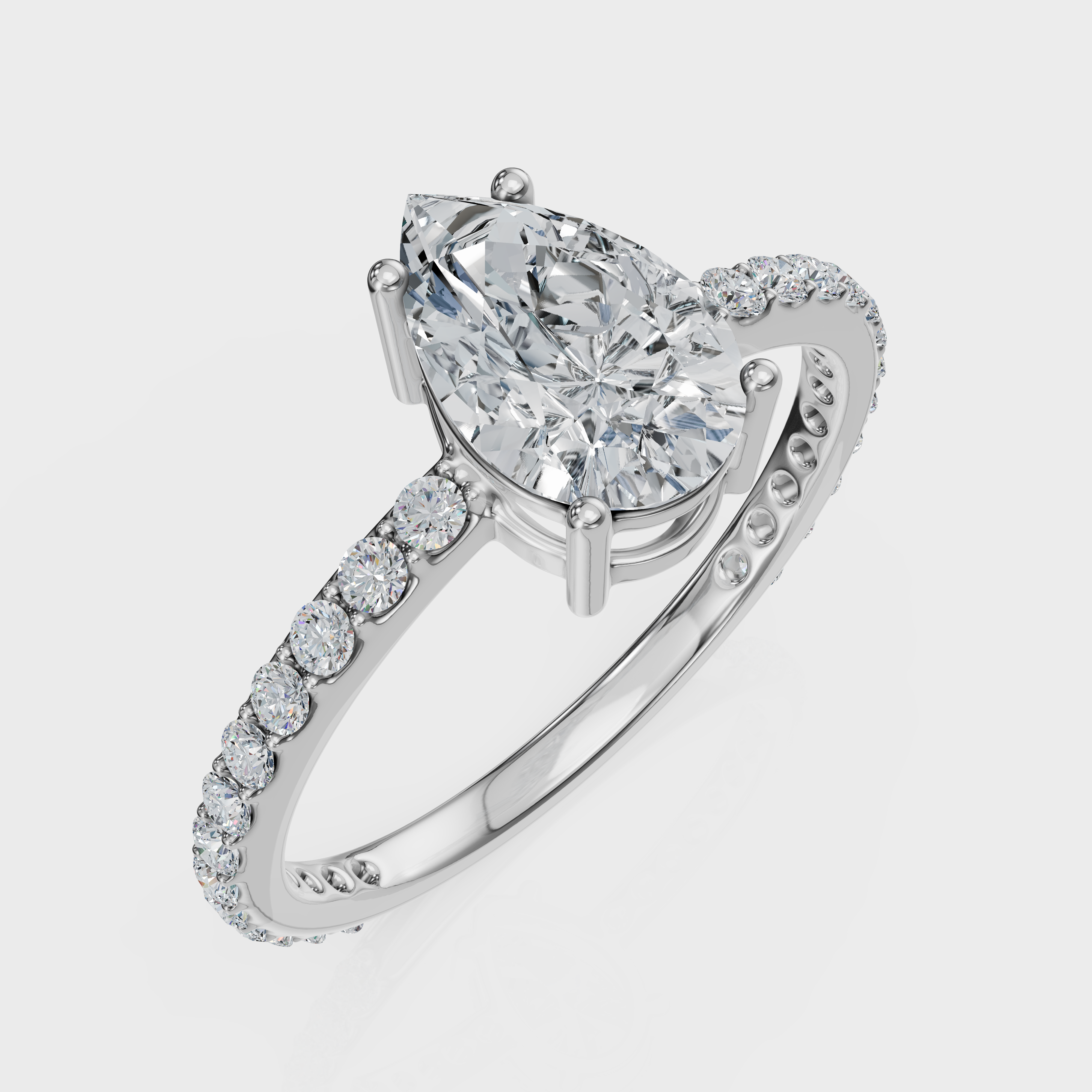 Pear Cut with Pavé Band Ring– Diamonds