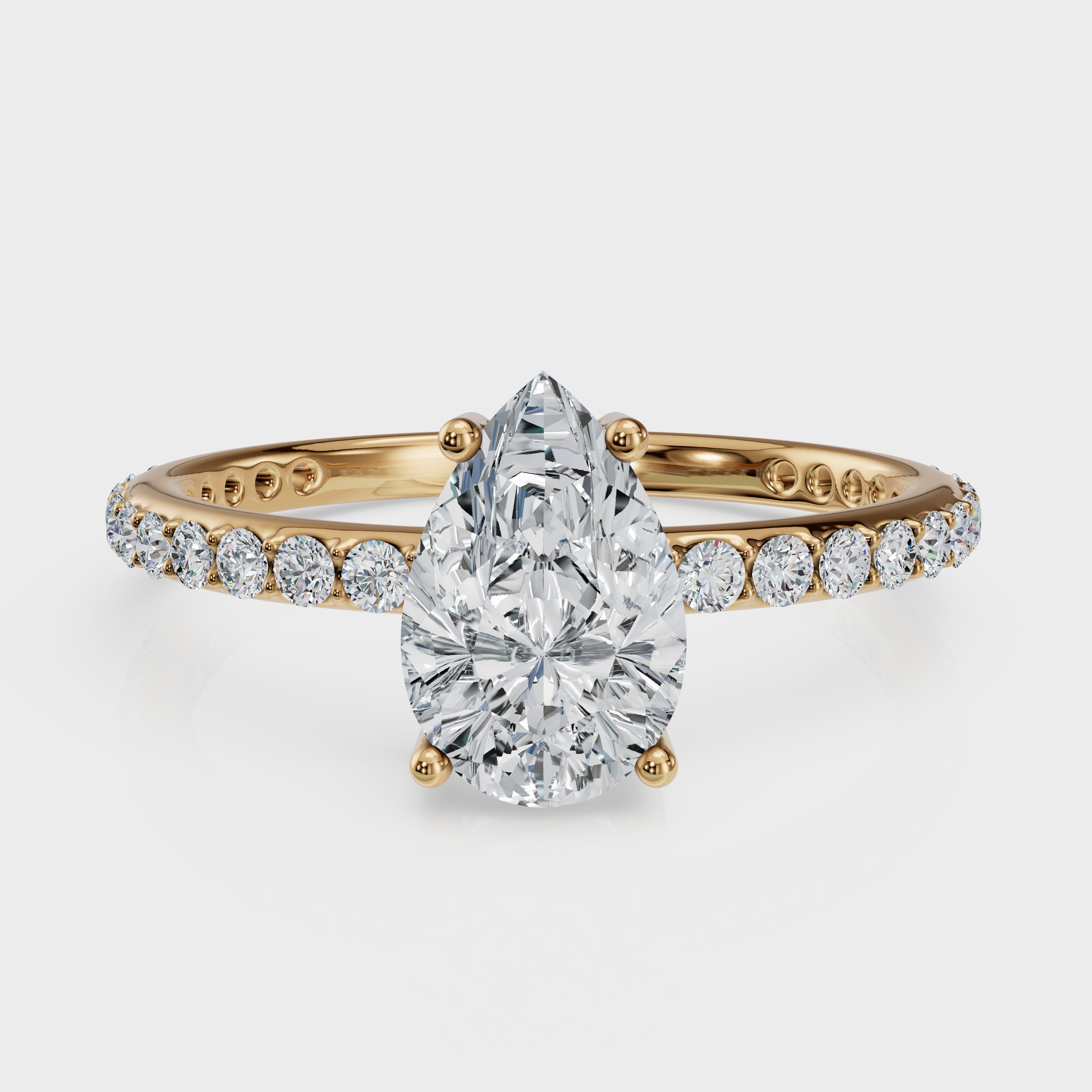 Pear Cut with Pavé Band Ring– Diamonds