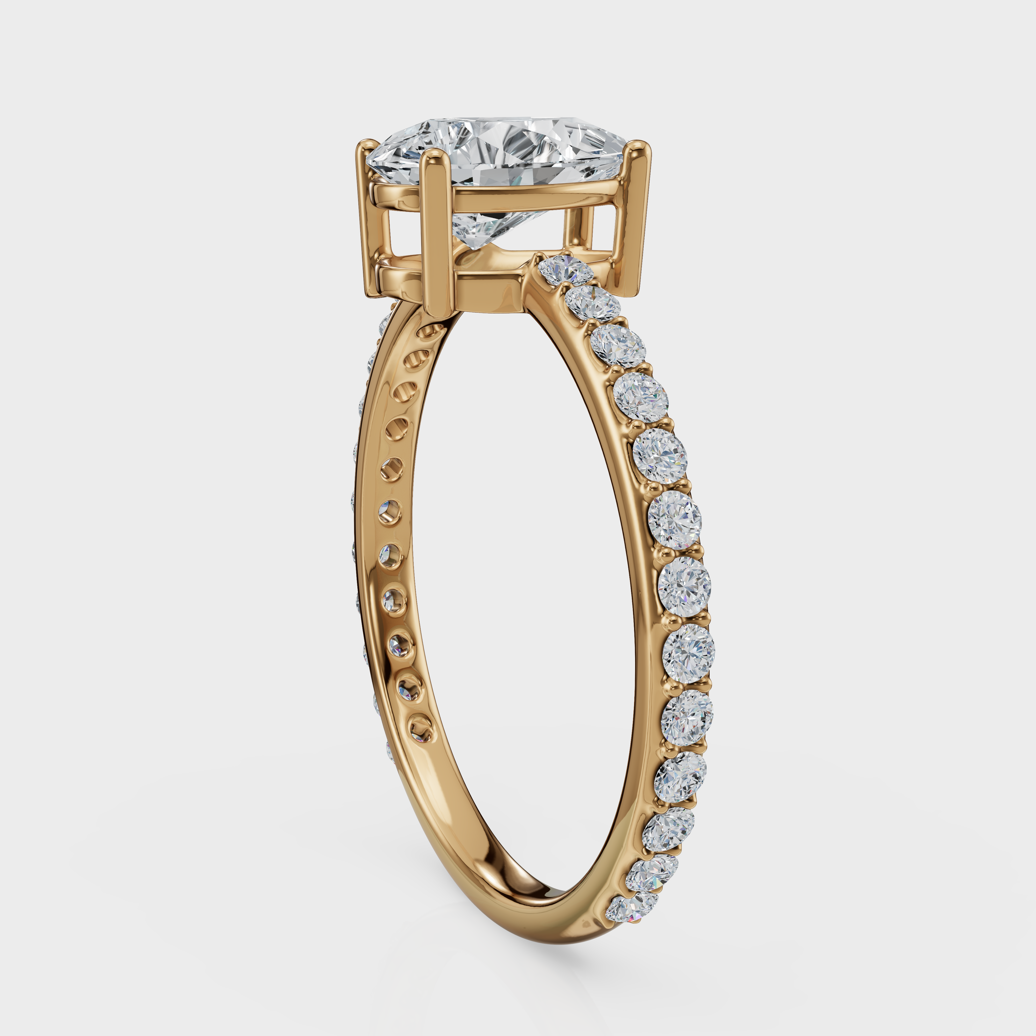 Pear Cut with Pavé Band Ring– Diamonds