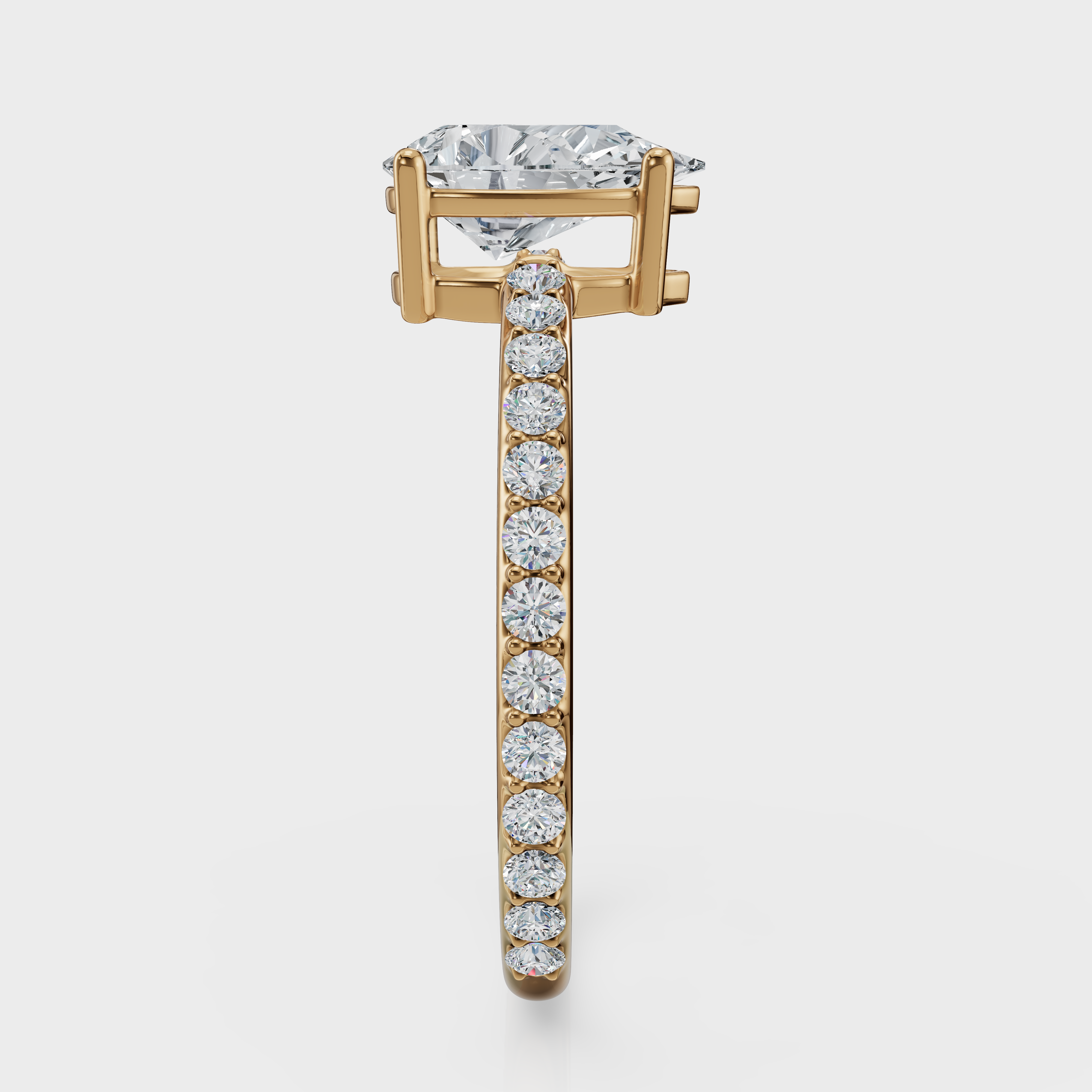 Pear Cut with Pavé Band Ring– Diamonds