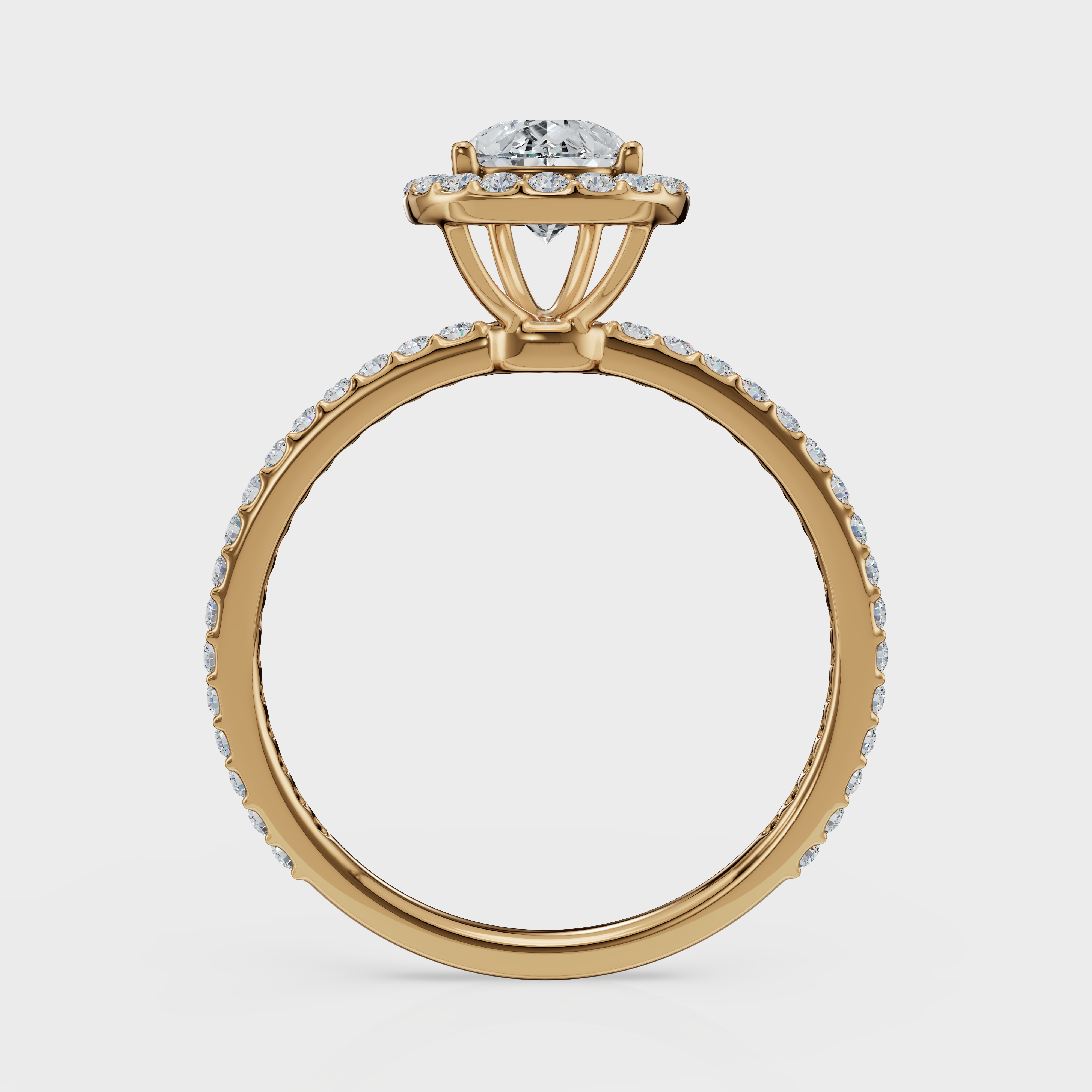 Pear Cut Halo with Pavé Band Ring– Diamonds