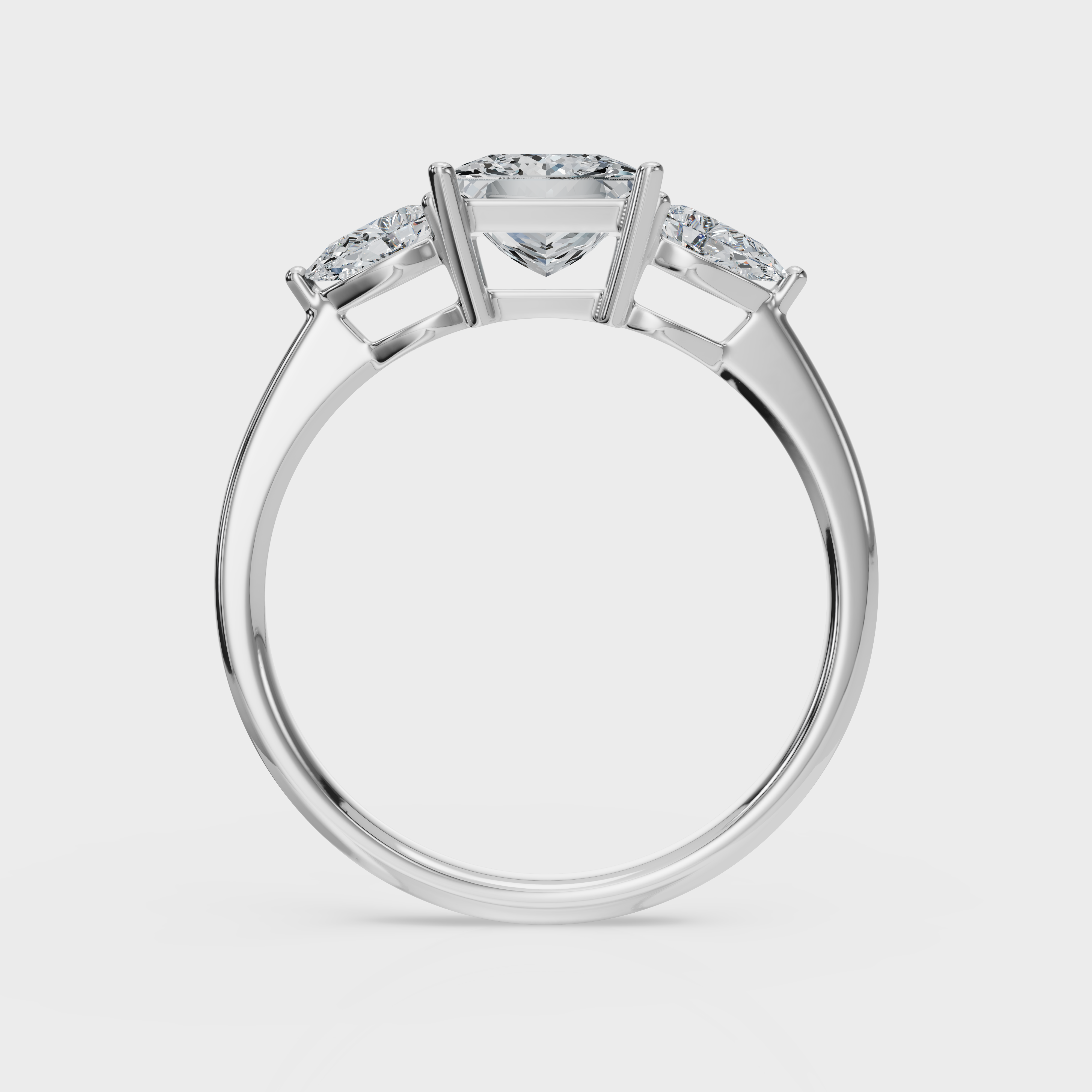 Princess Cut with Pear Side Stones Ring– Diamonds