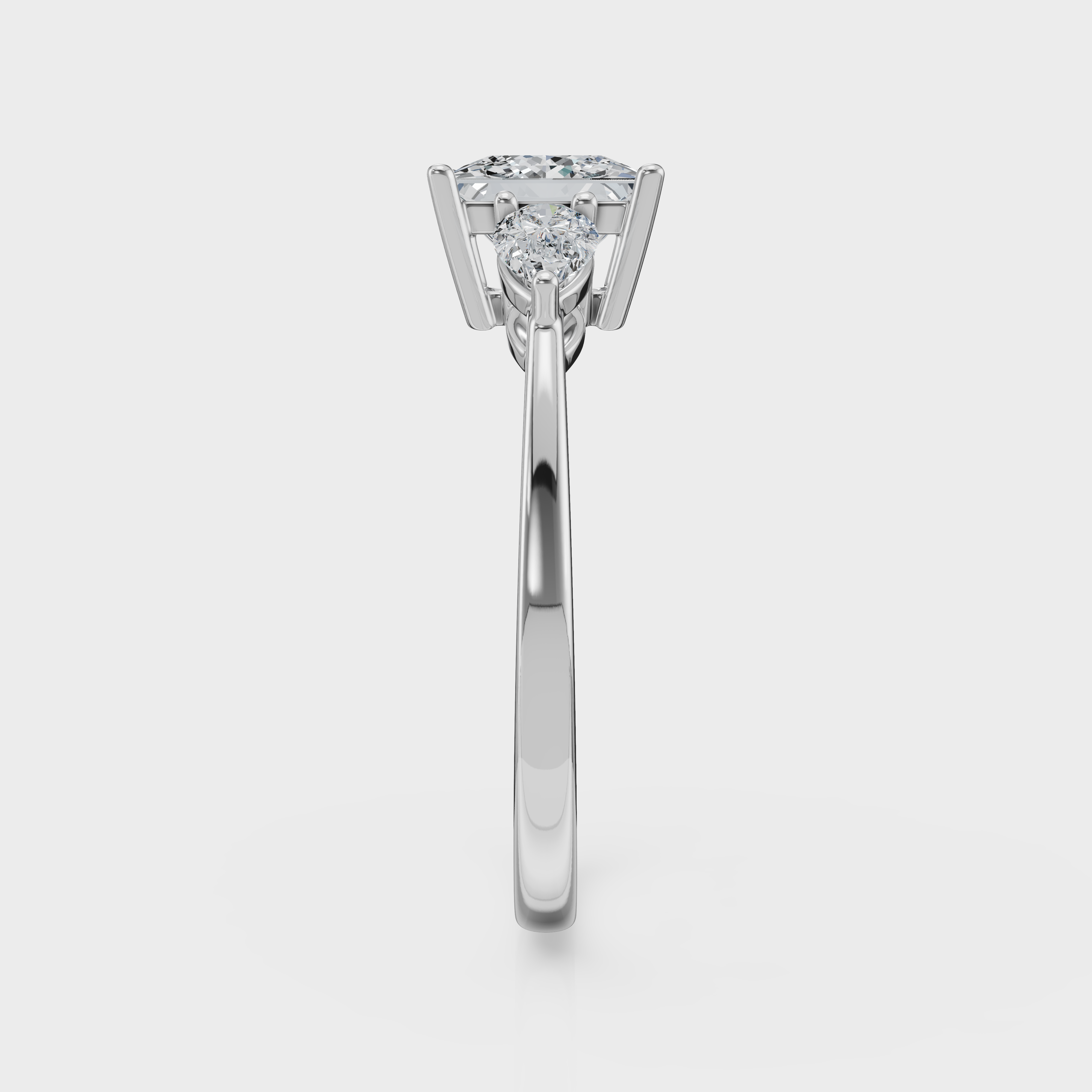 Princess Cut with Pear Side Stones Ring– Diamonds