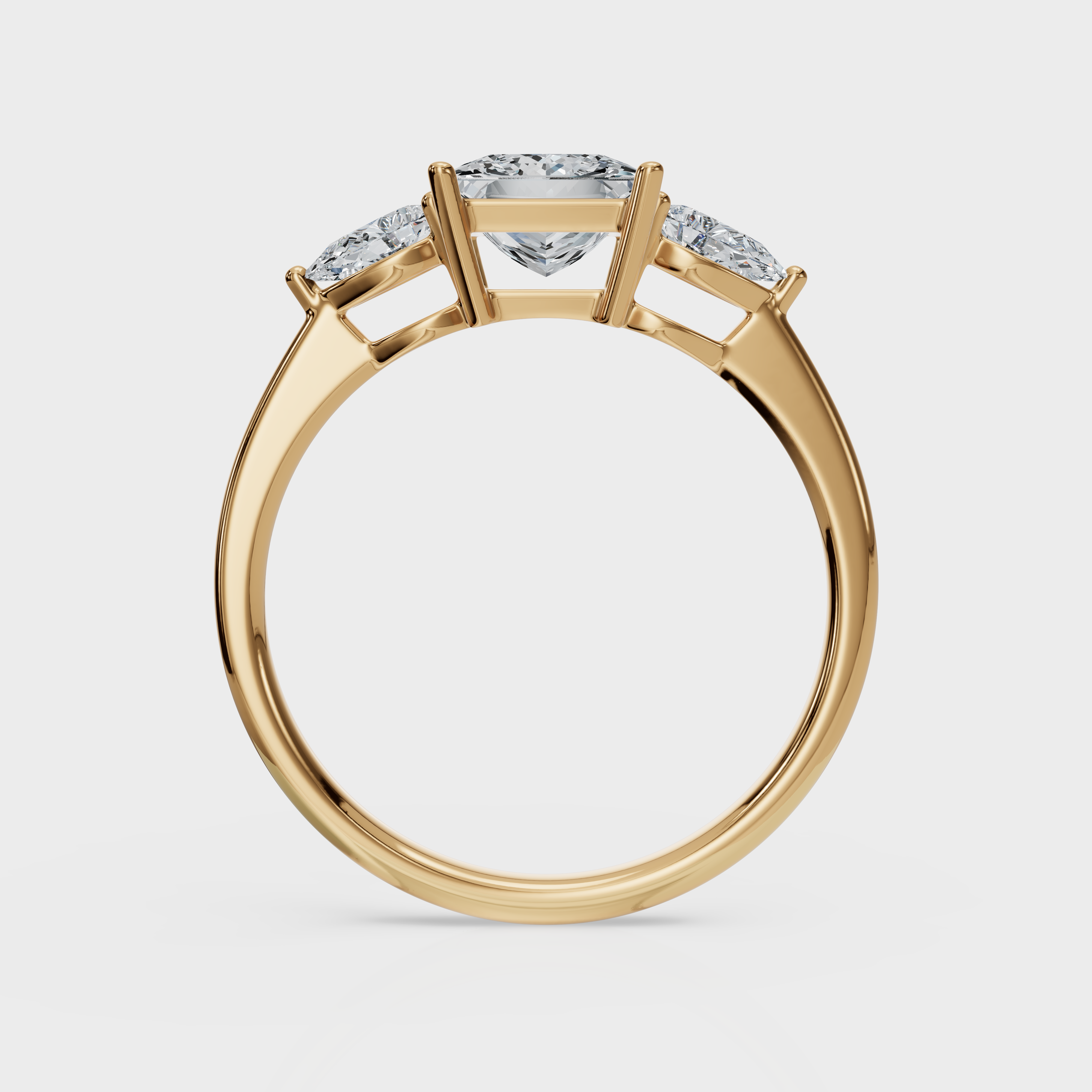 Princess Cut with Pear Side Stones Ring– Diamonds