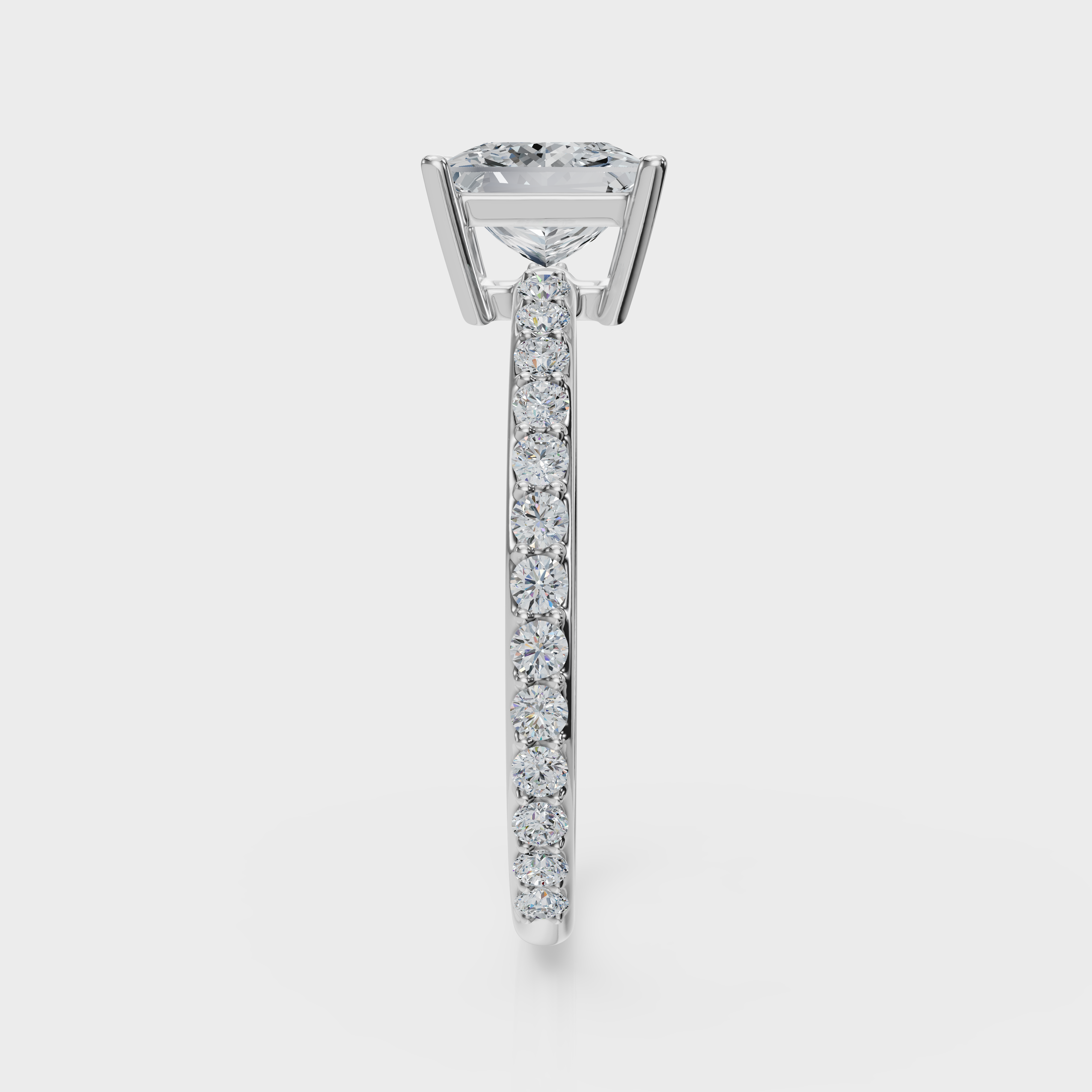 Princess Cut with Pavé Band Ring– Diamonds