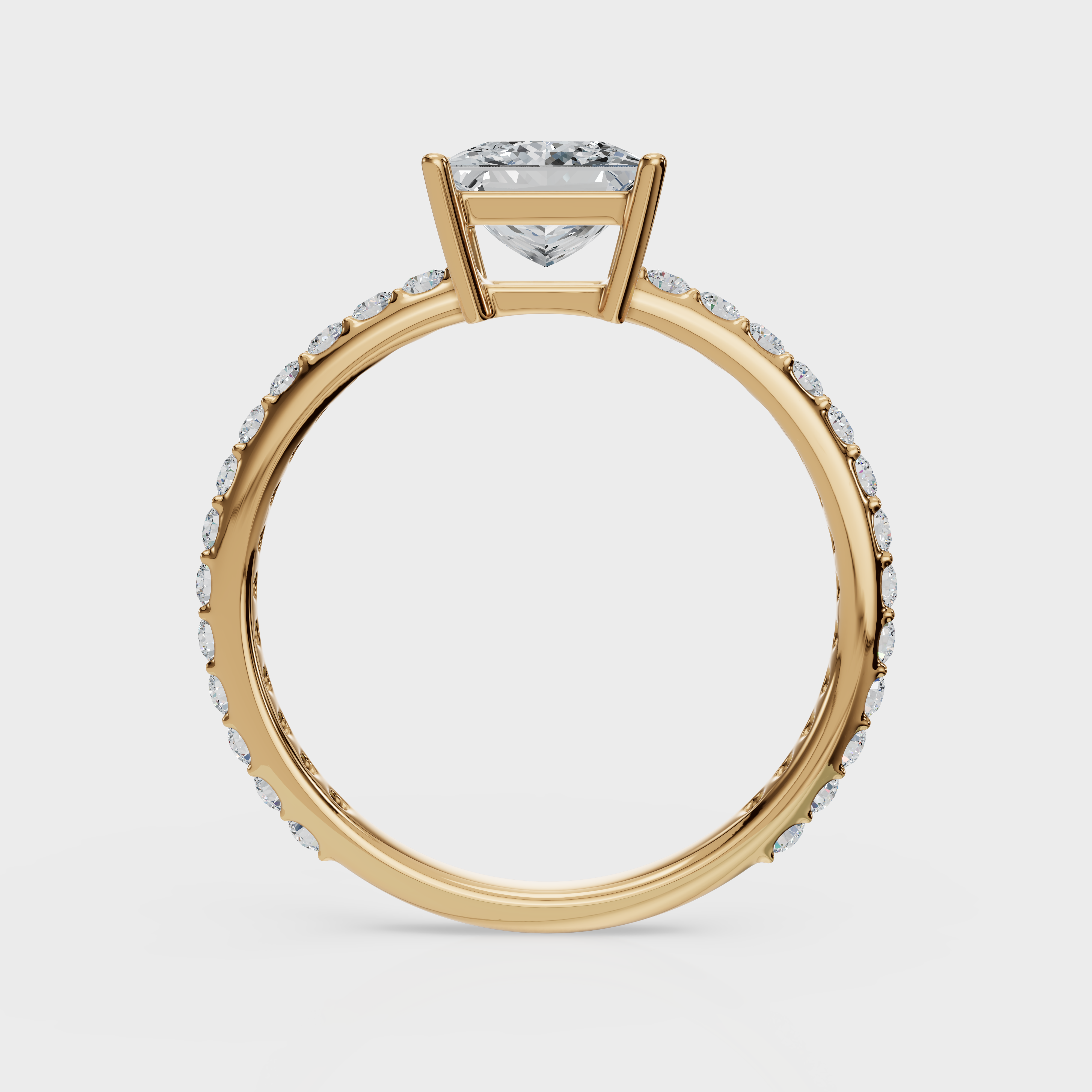 Princess Cut with Pavé Band Ring– Diamonds