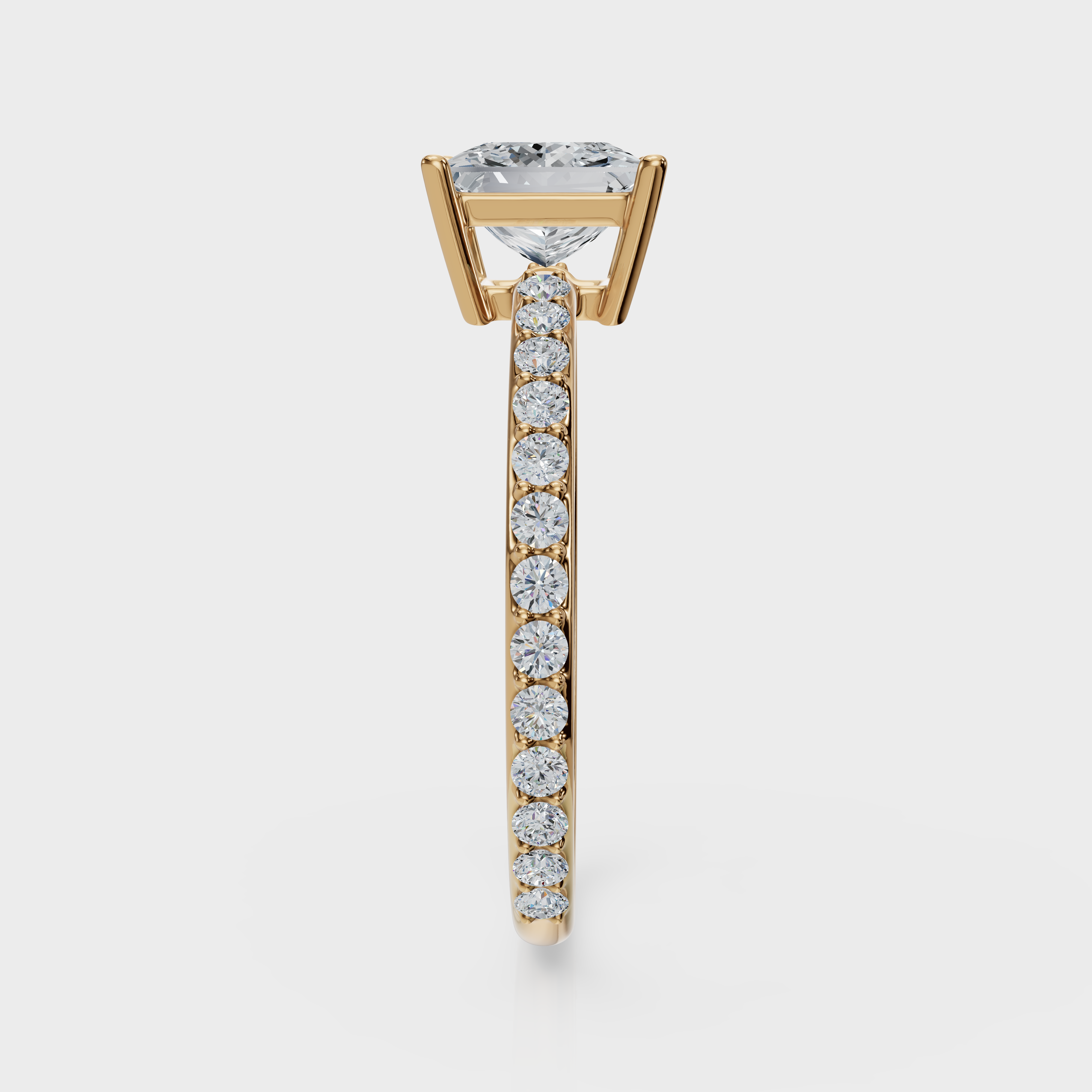 Princess Cut with Pavé Band Ring– Diamonds