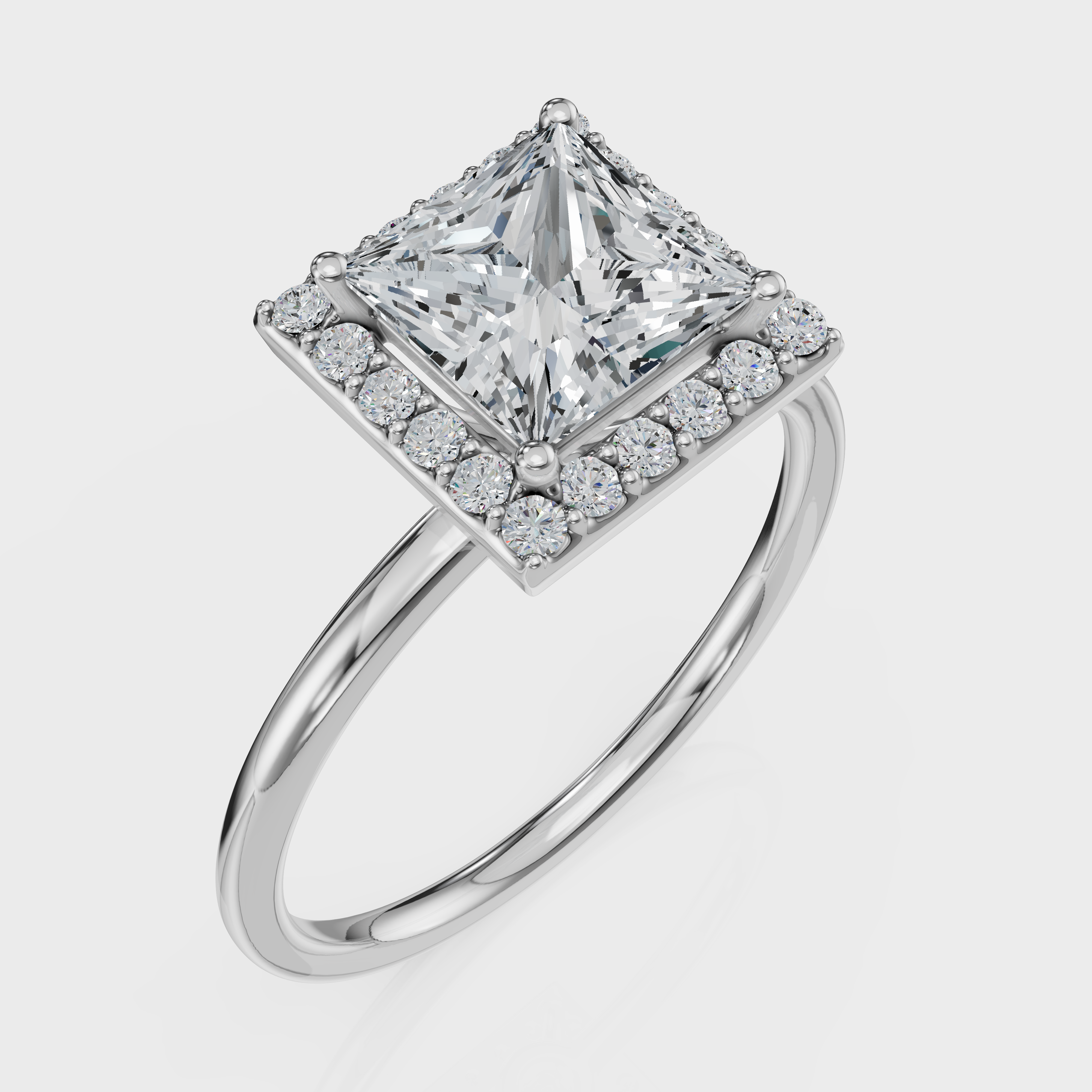 Princess Cut Halo Ring– Diamonds