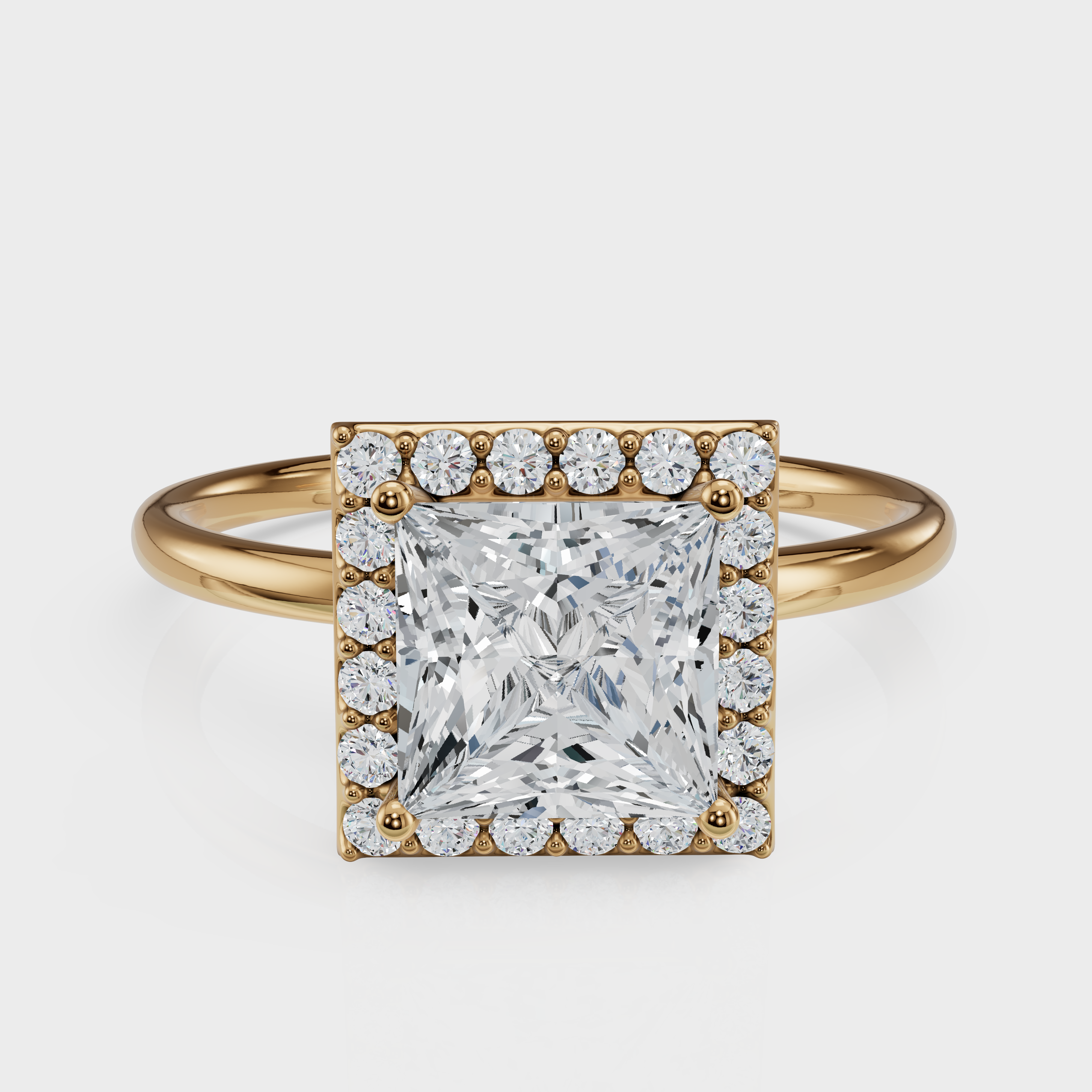 Princess Cut Halo Ring– Diamonds
