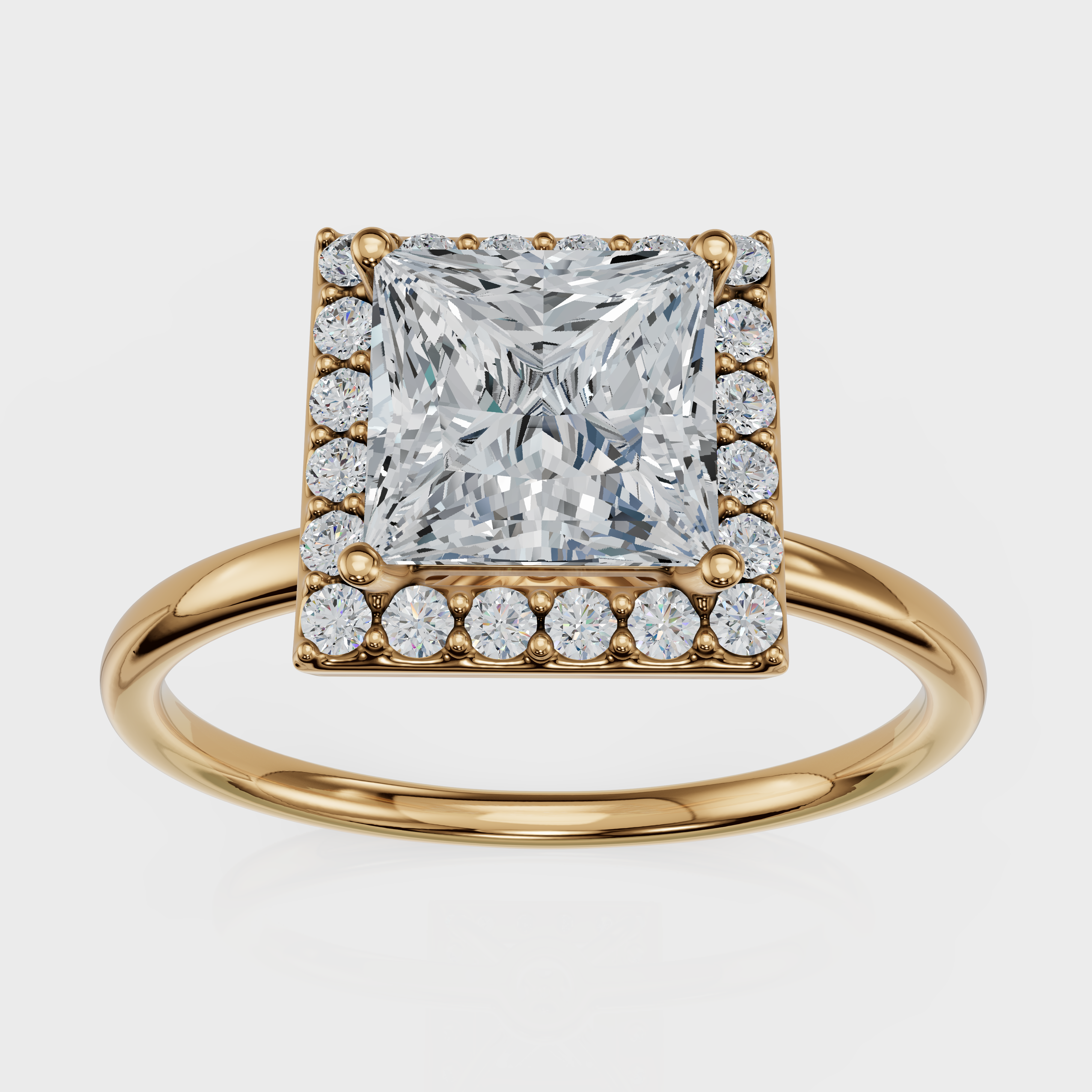 Princess Cut Halo Ring– Diamonds
