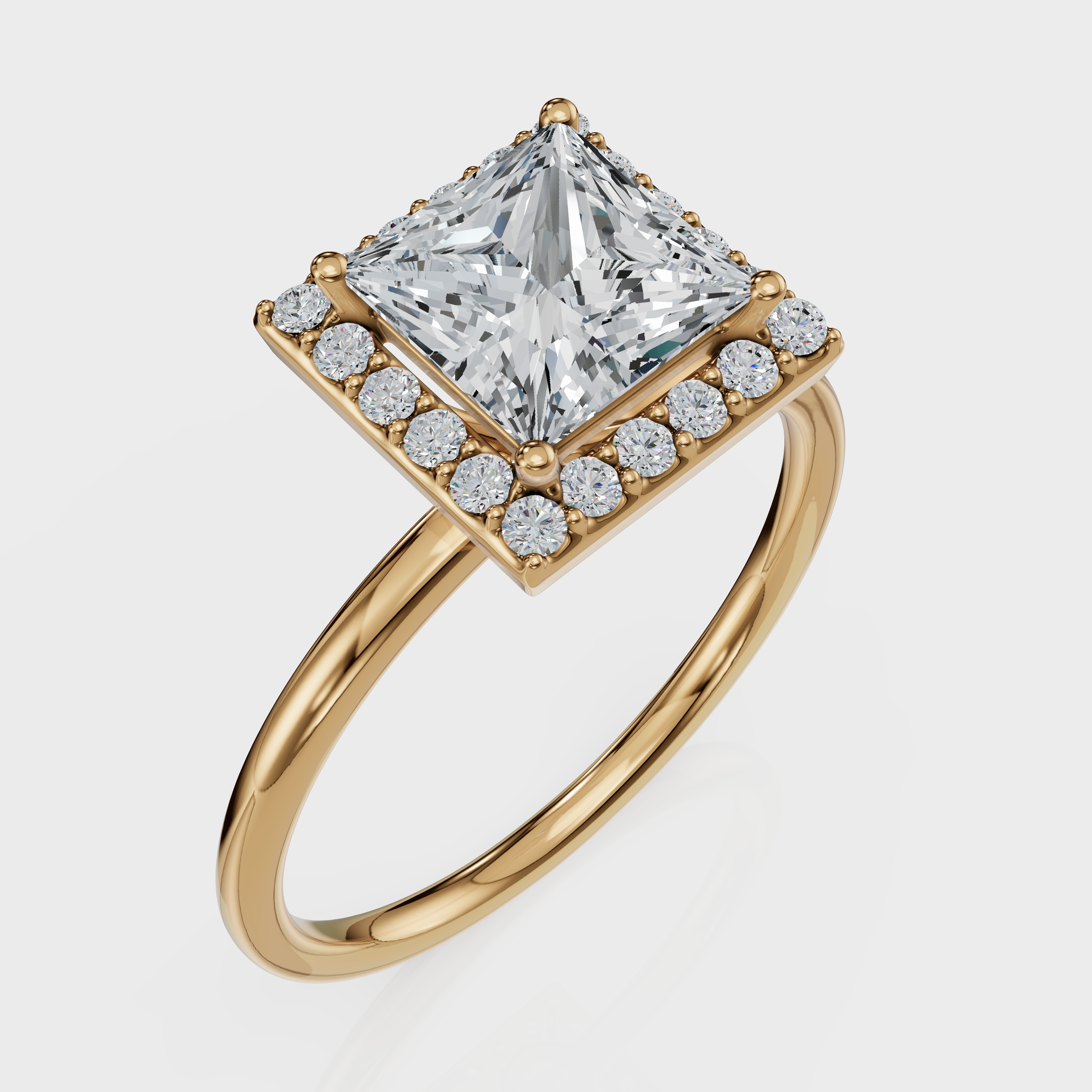 Princess Cut Halo Ring– Diamonds