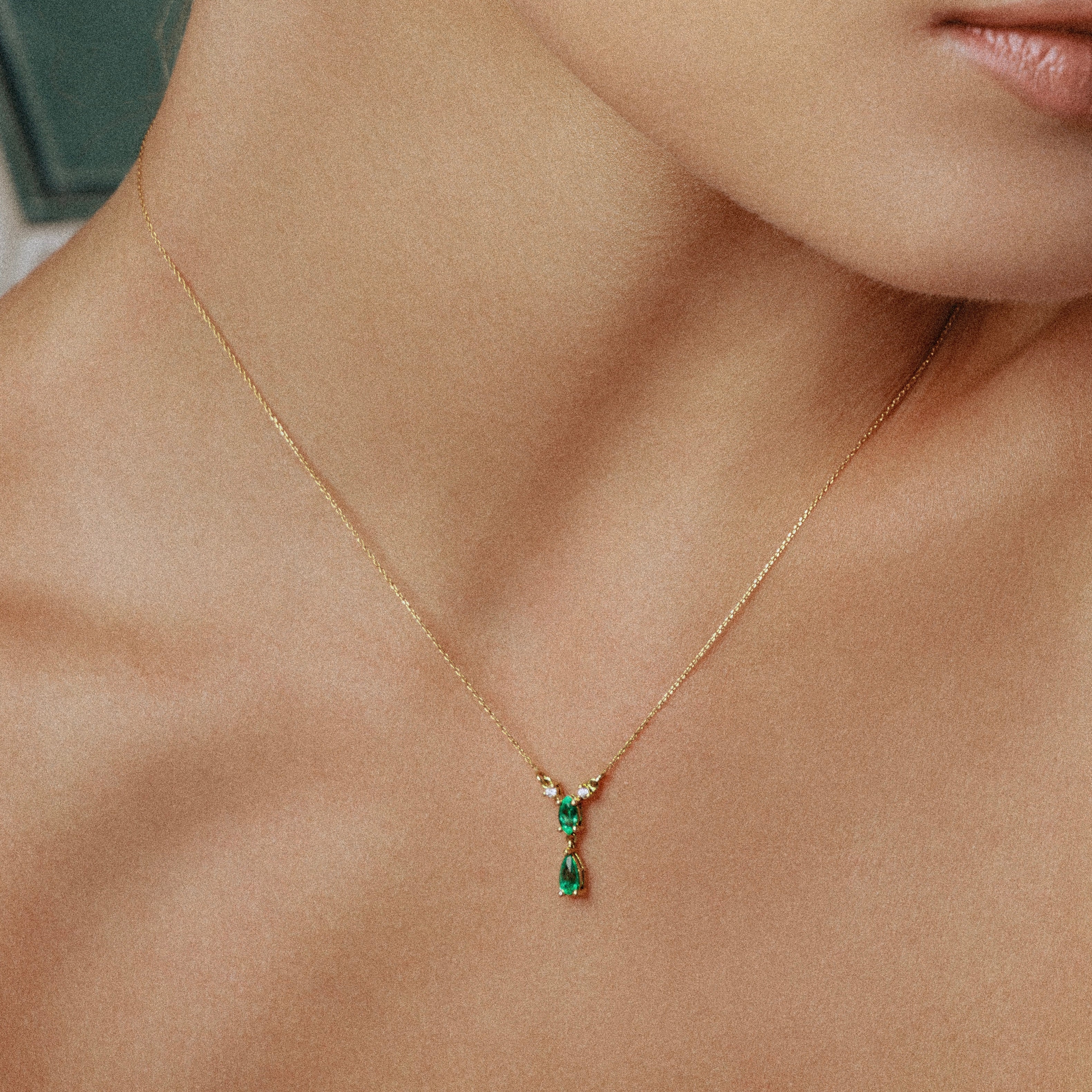 Emerald & Diamond Necklace in Yellow Gold