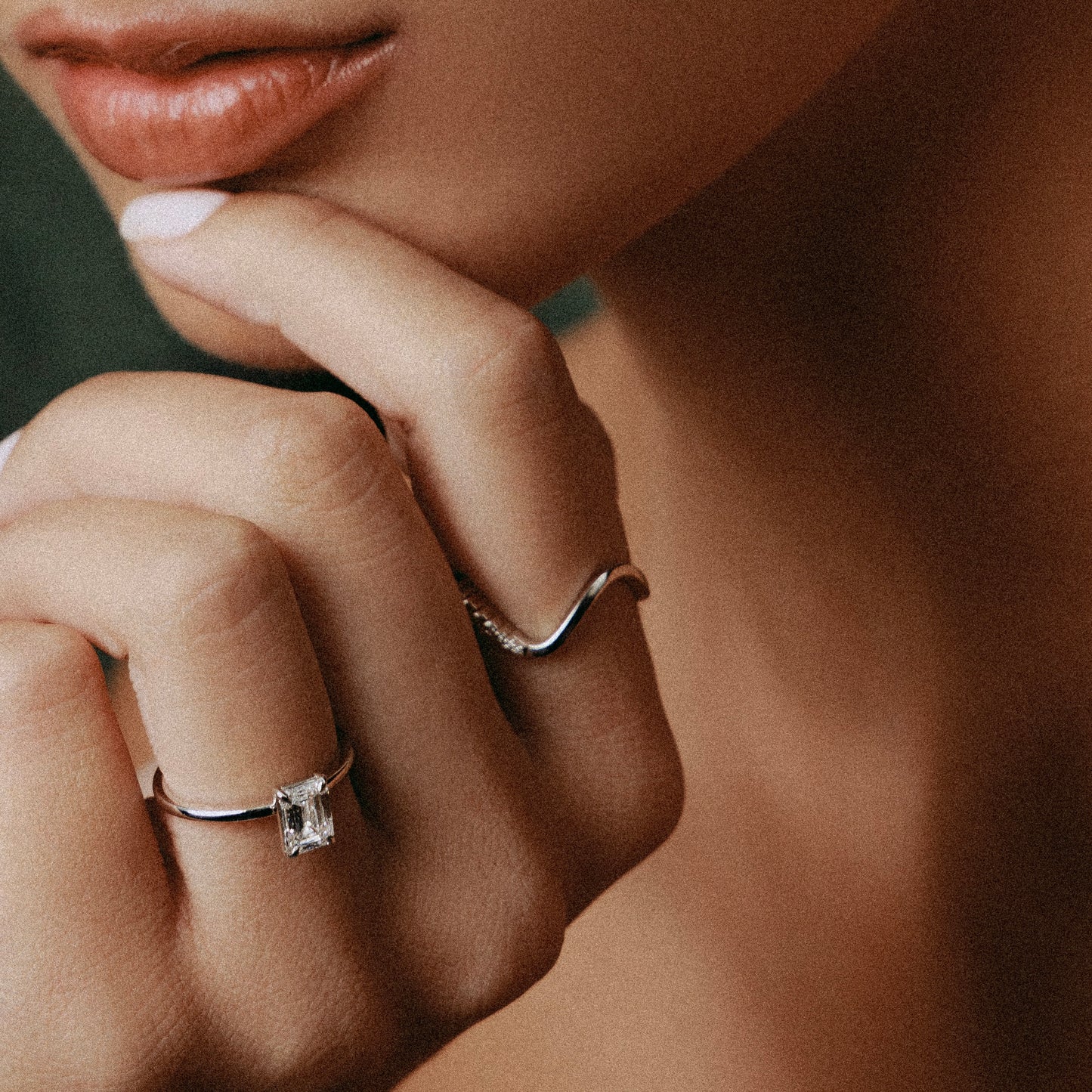 Irregular Petite V Diamond Ring