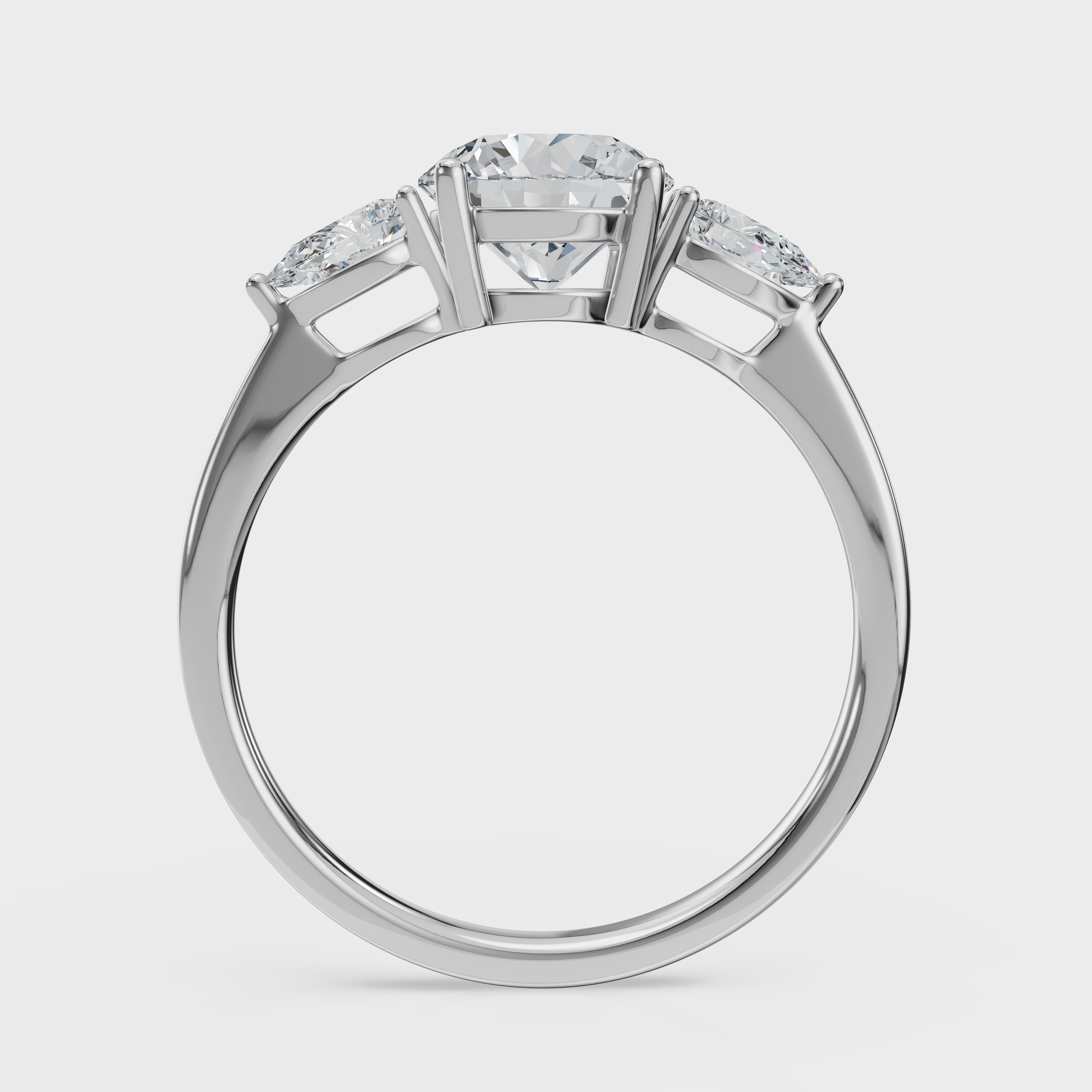 Round Cut with Pear Side Stones Ring– Diamonds