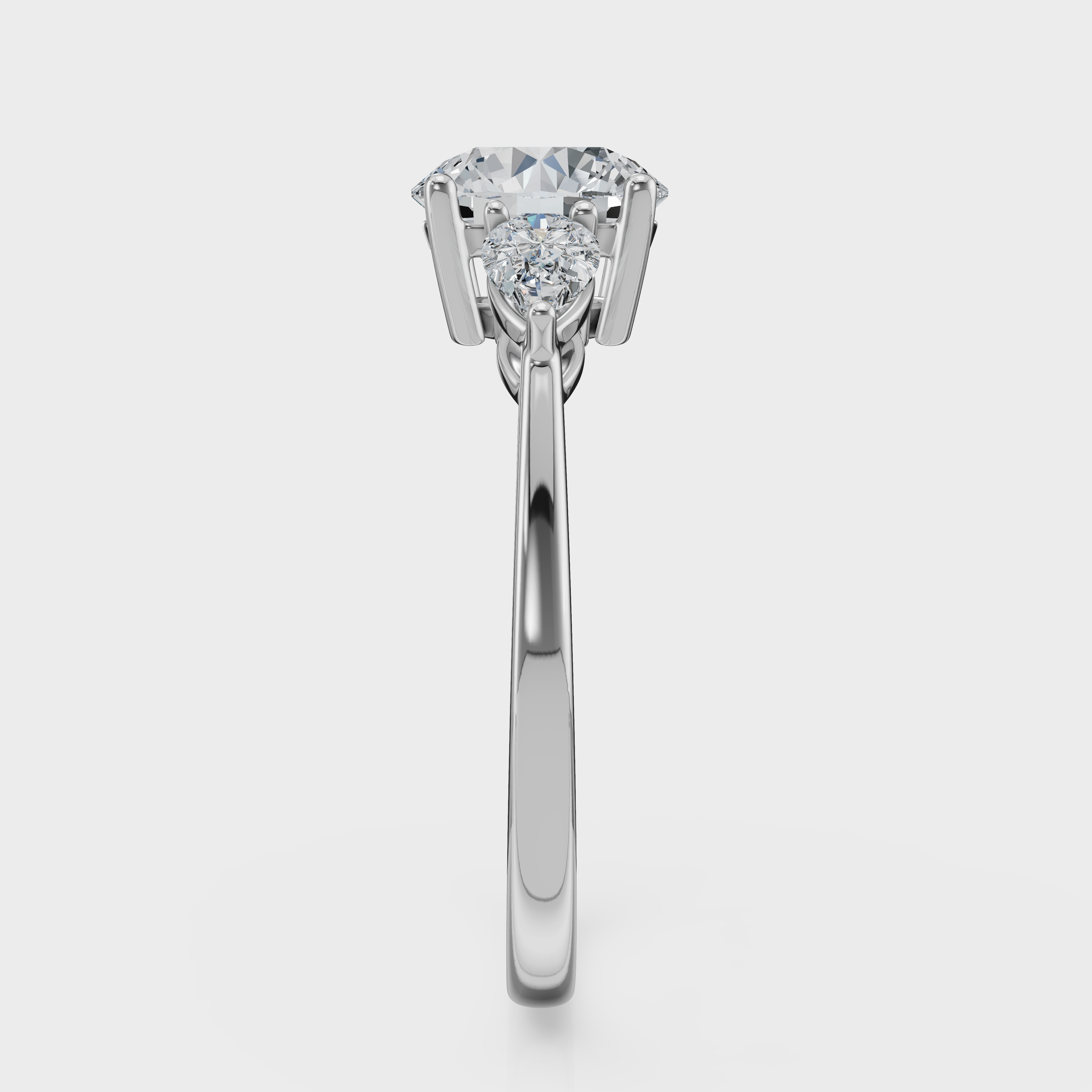 Round Cut with Pear Side Stones Ring– Diamonds