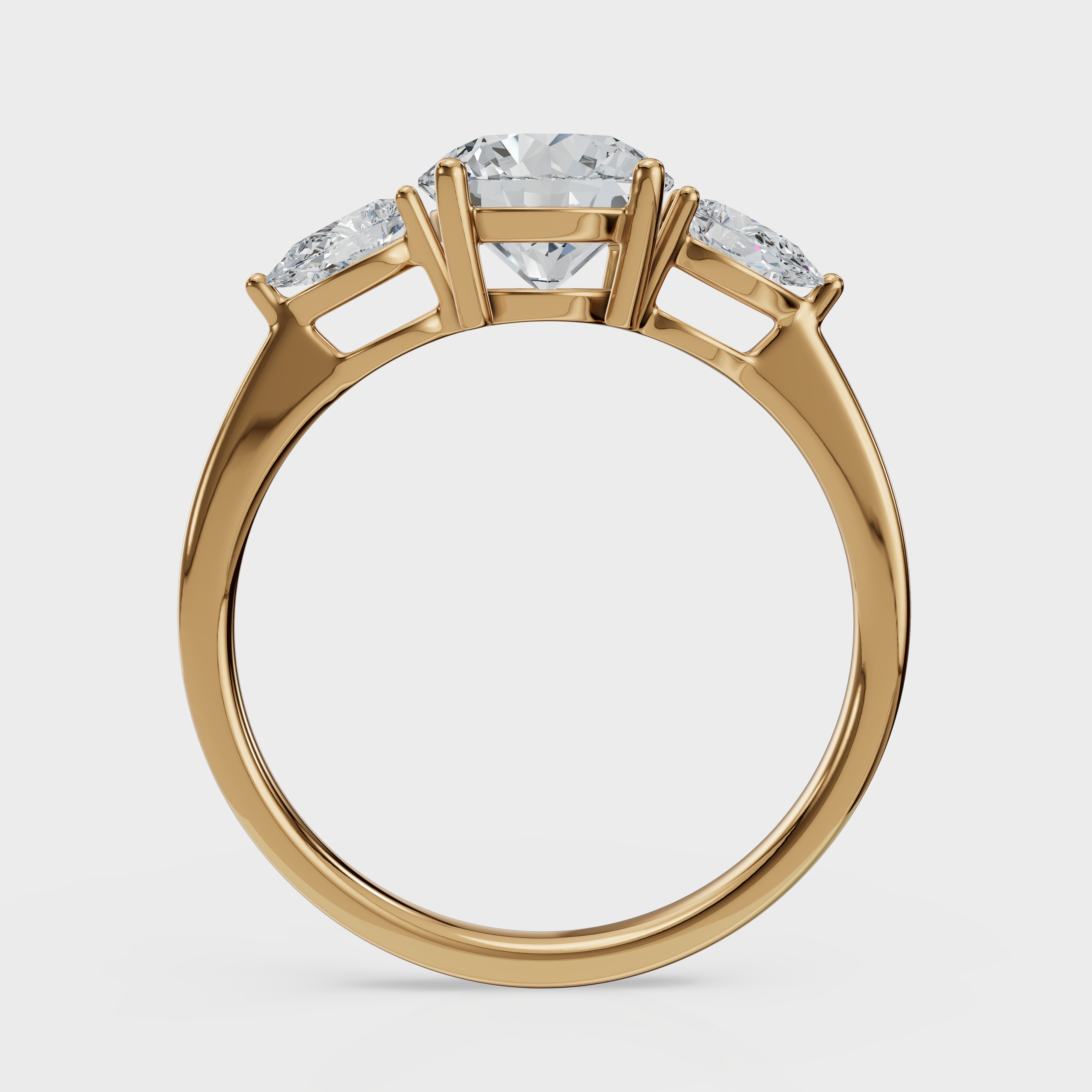 Round Cut with Pear Side Stones Ring– Diamonds