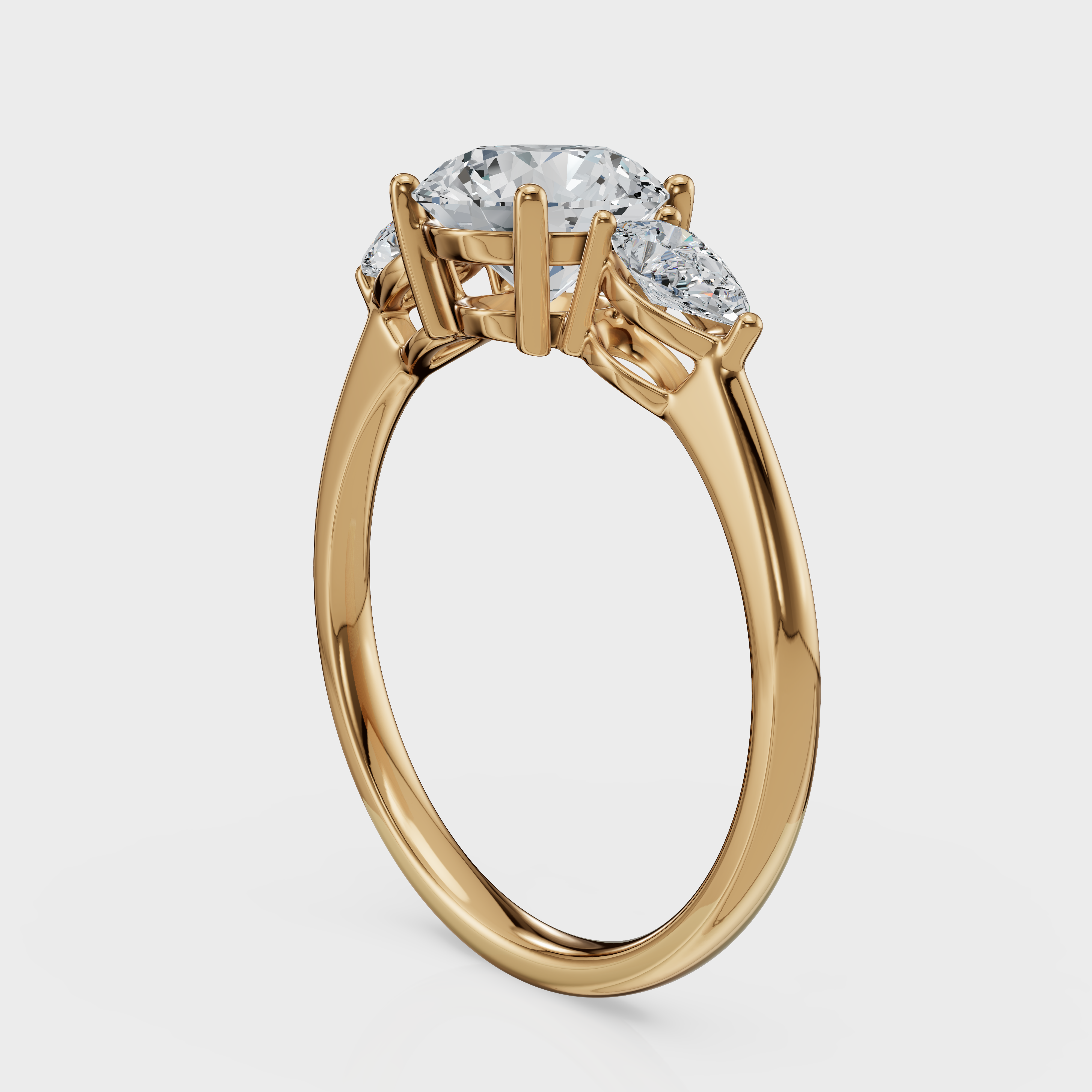 Round Cut with Pear Side Stones Ring– Diamonds