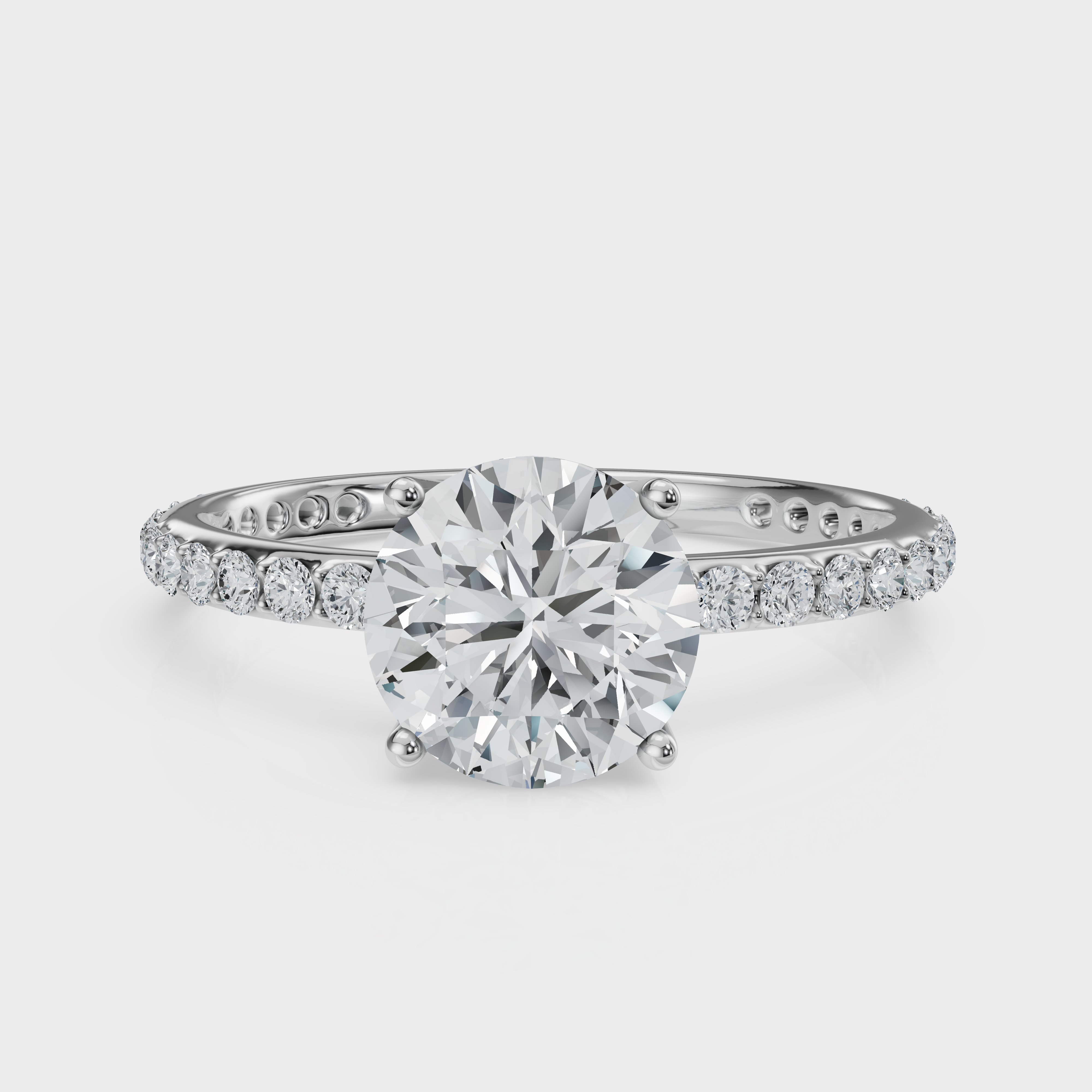 Round Cut with Pavé Band Ring– Diamonds