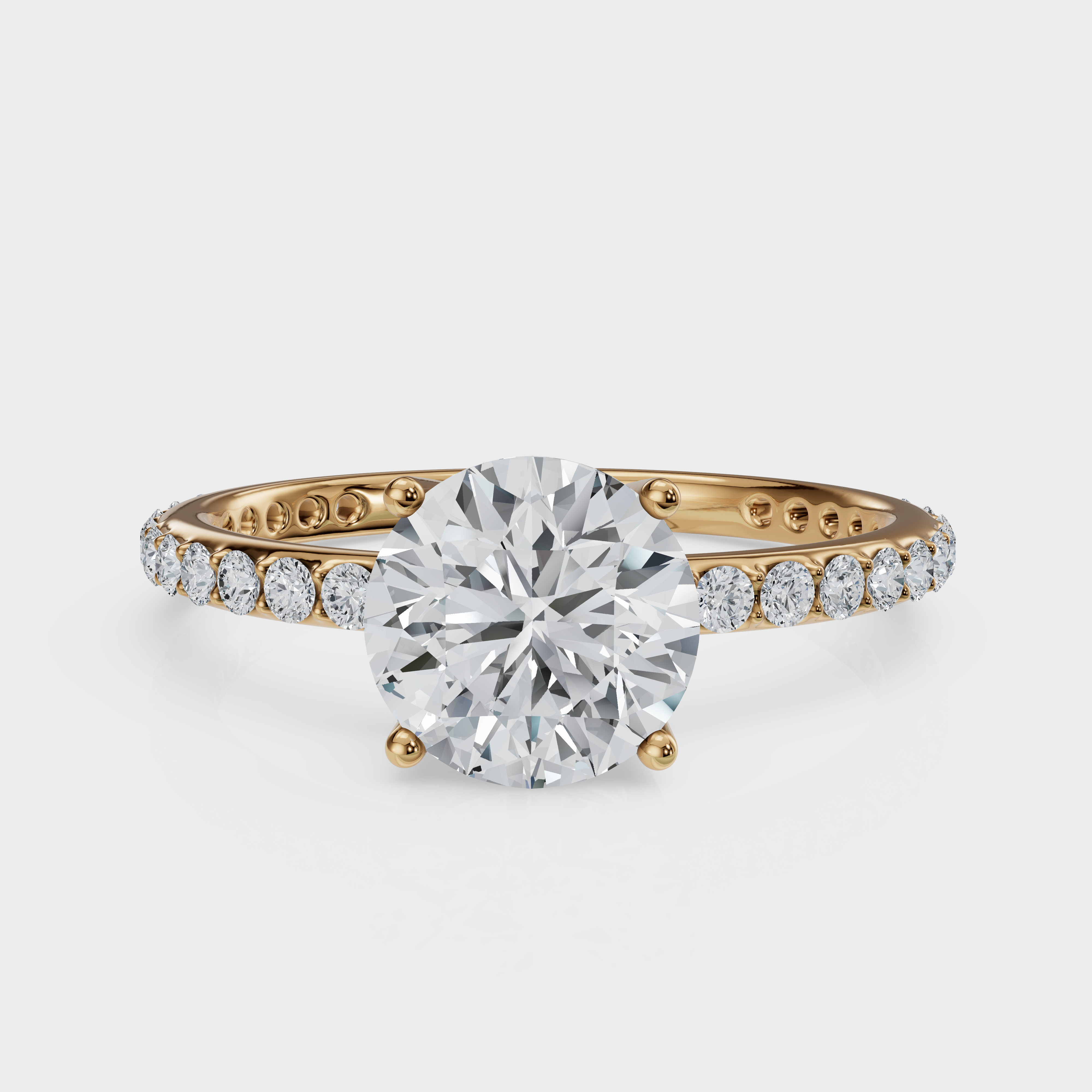 Round Cut with Pavé Band Ring– Diamonds