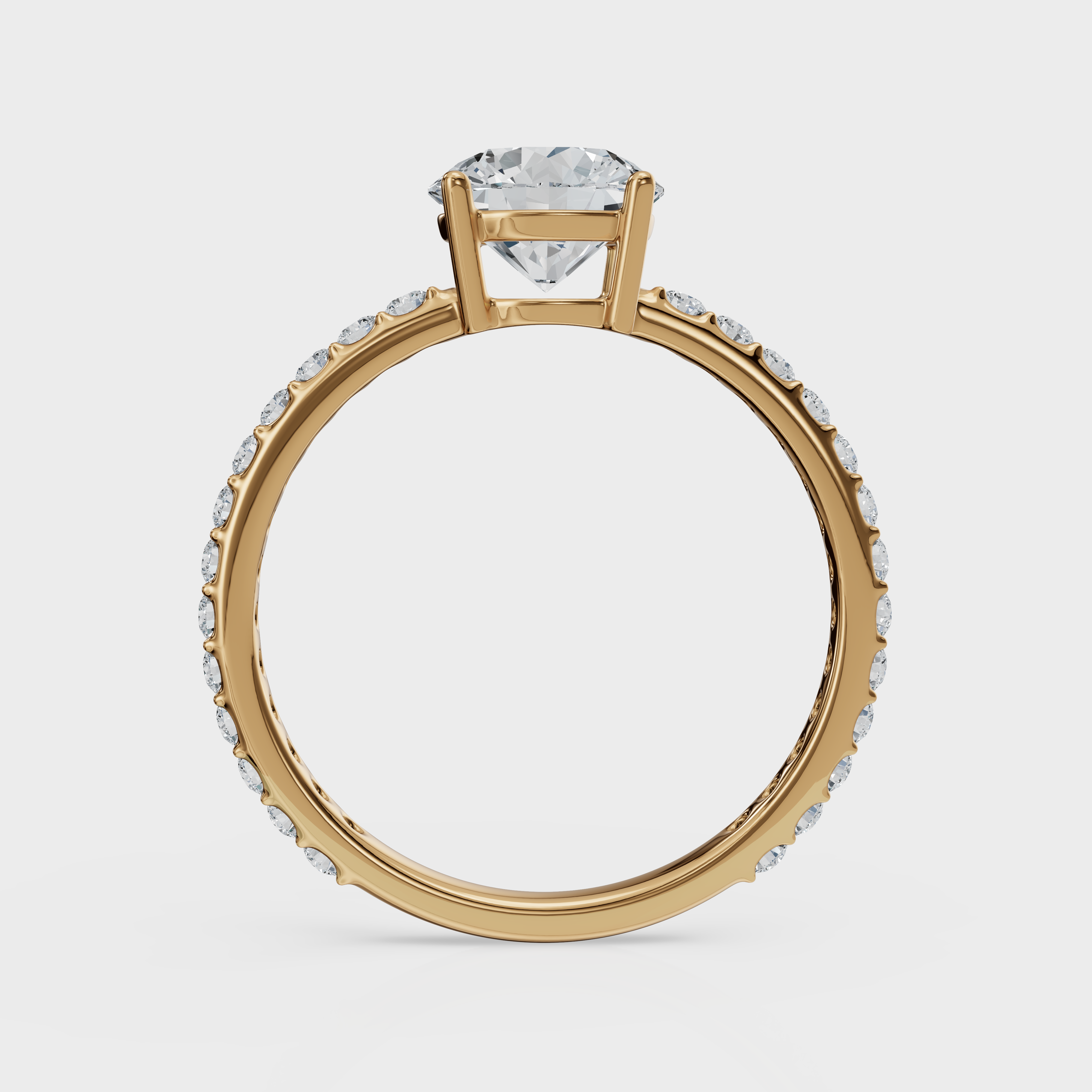 Round Cut with Pavé Band Ring– Diamonds