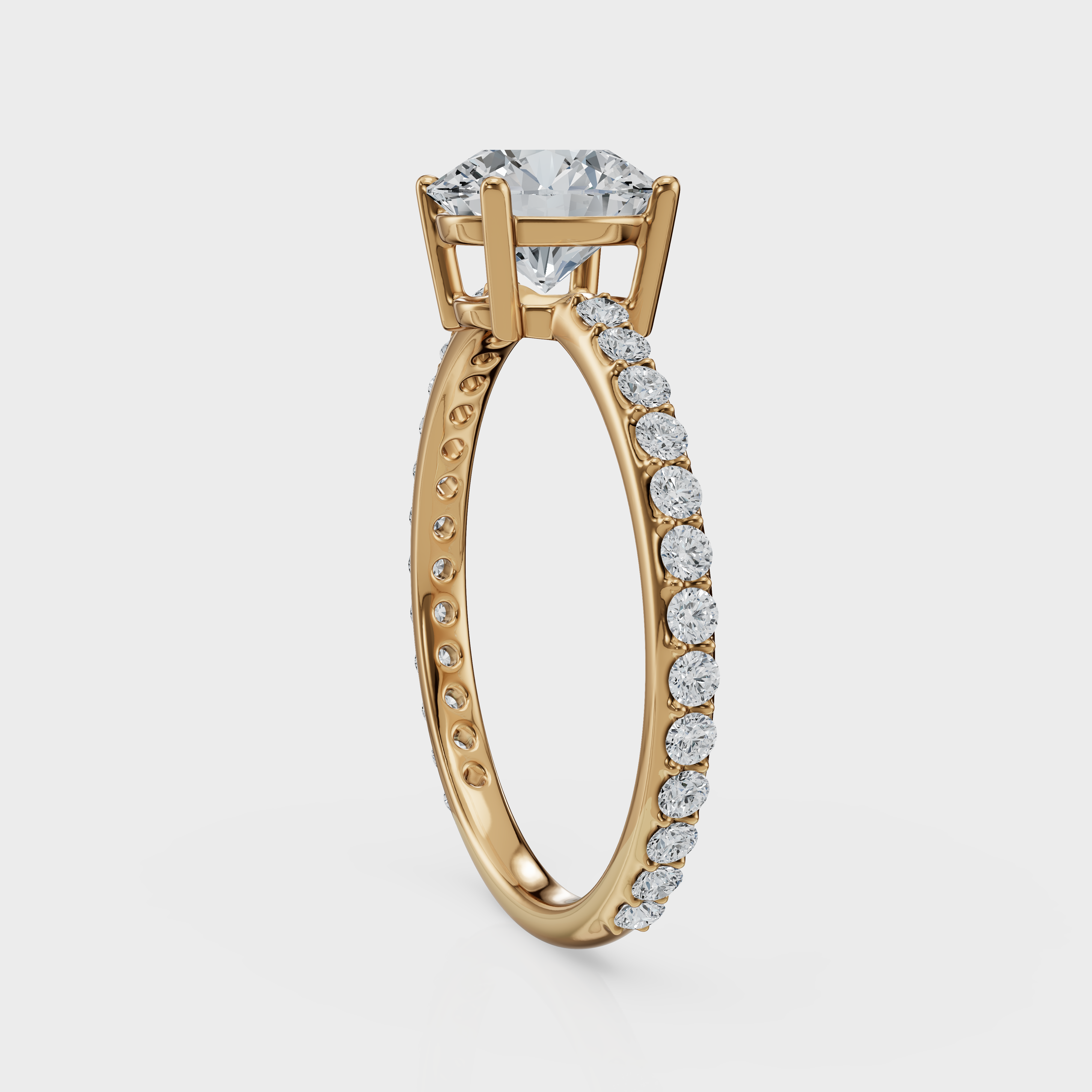 Round Cut with Pavé Band Ring– Diamonds