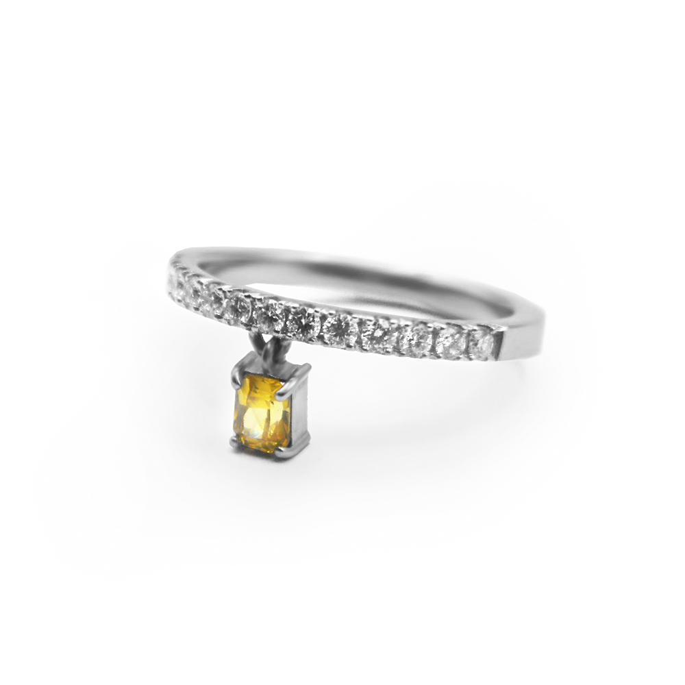 Diamond Band With Yellow Sapphire