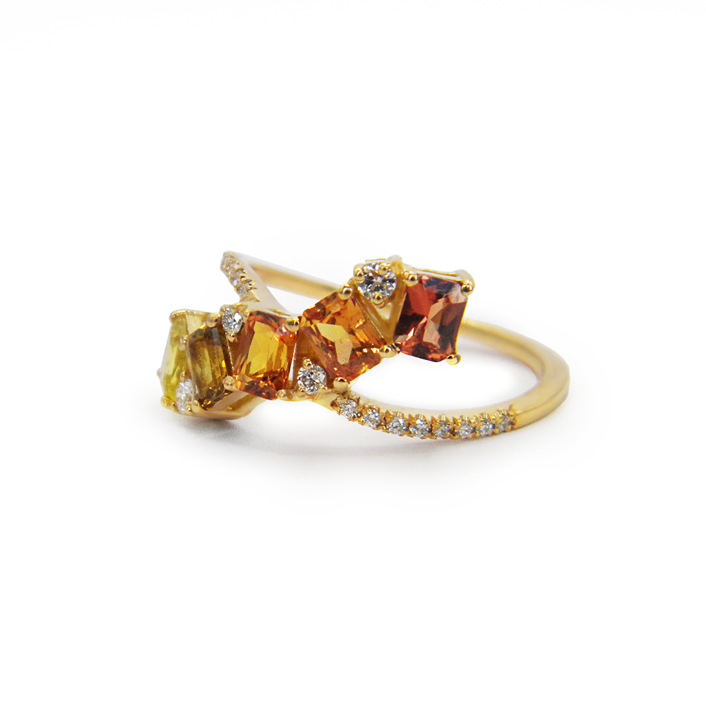Yellow Sapphire Emerald-Cut & Diamond Ring