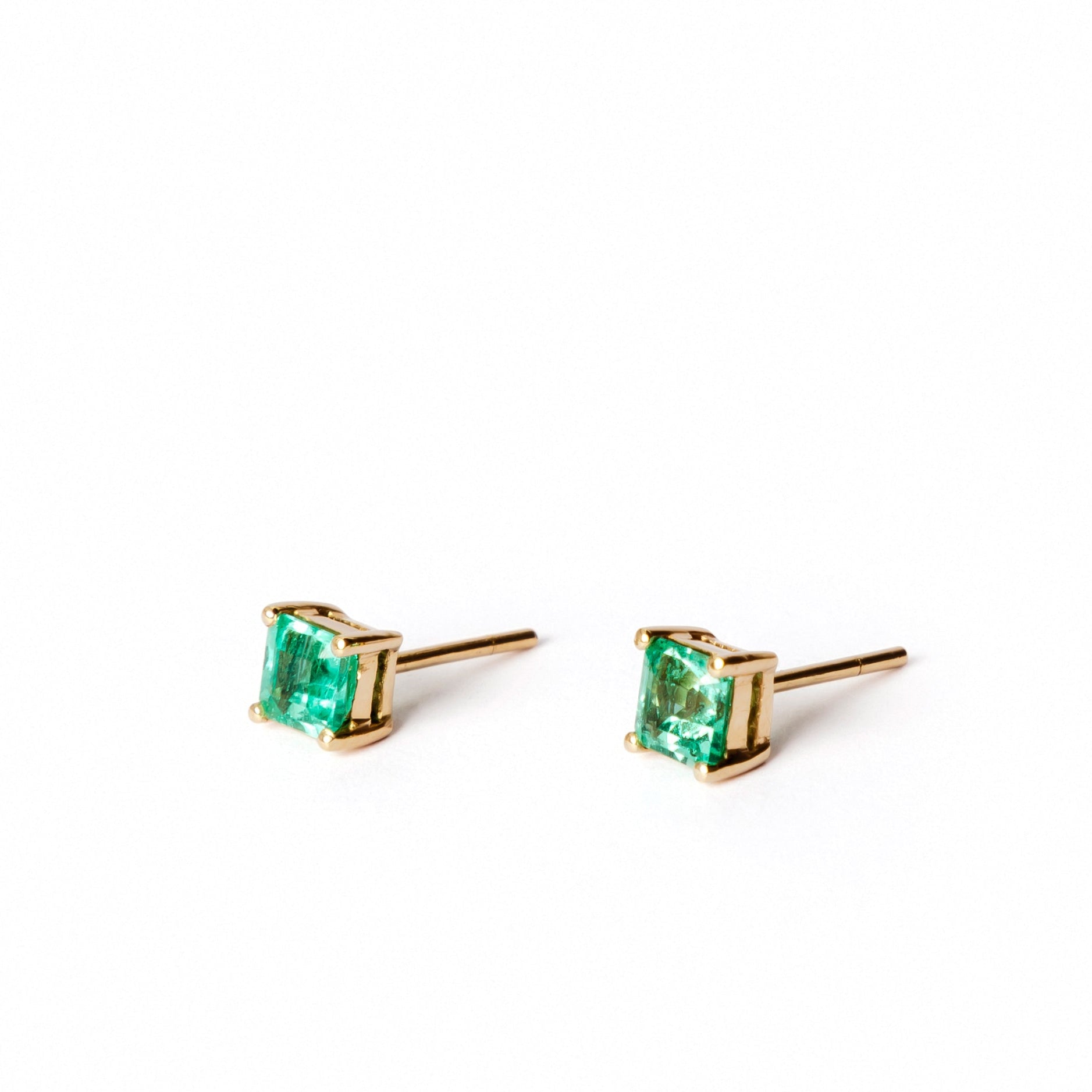 Crystalline Emerald Square Studs